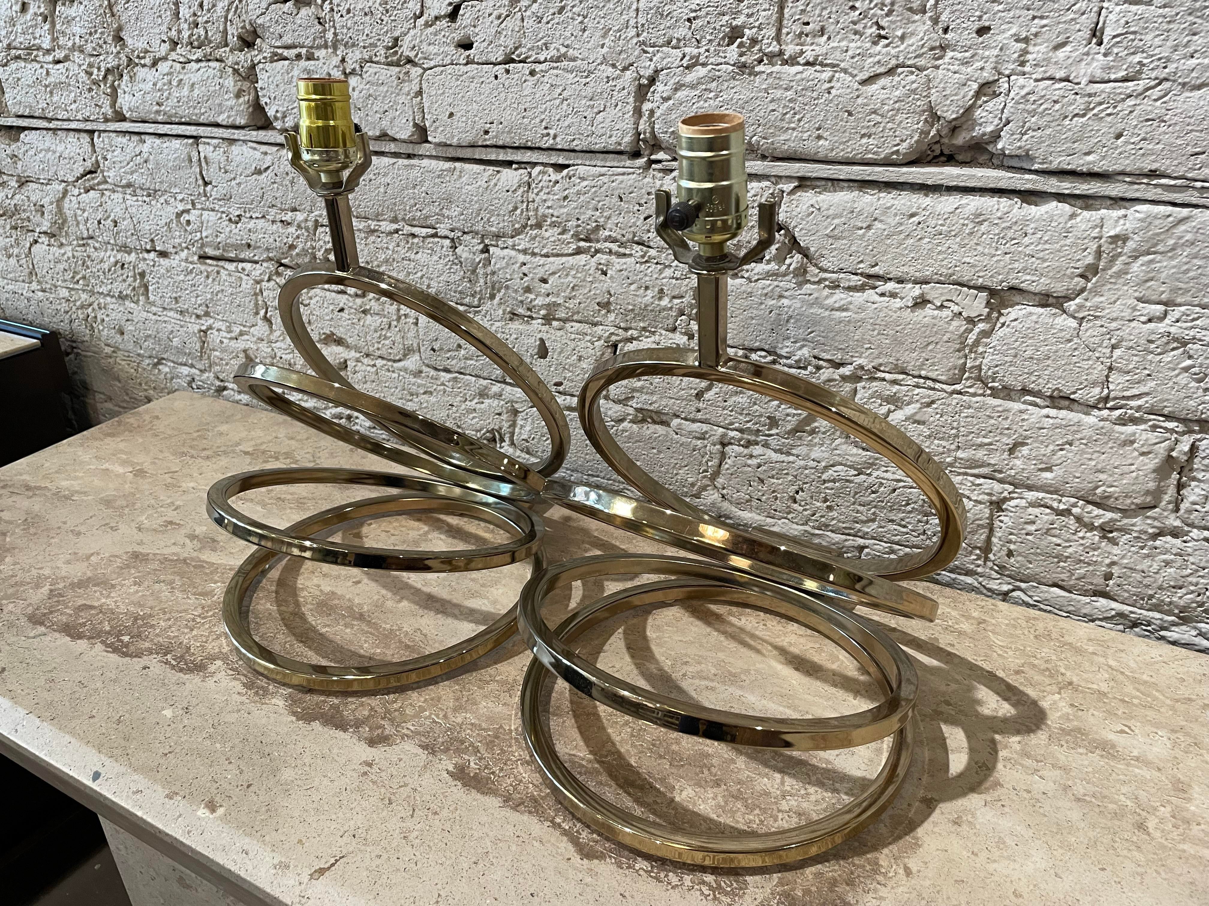 1960s Vintage Brass Spiral Lamps