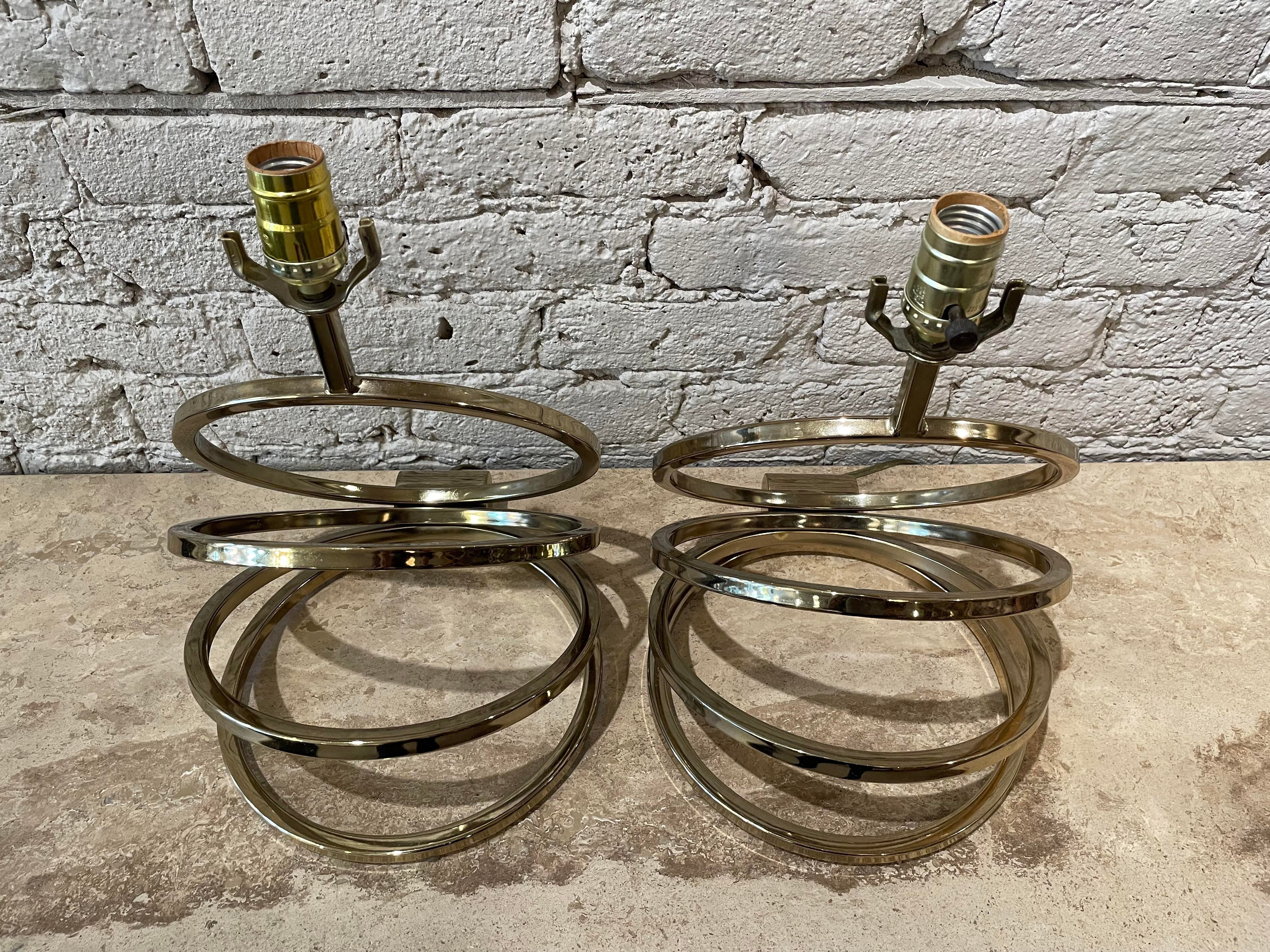 1960s Vintage Brass Spiral Lamps