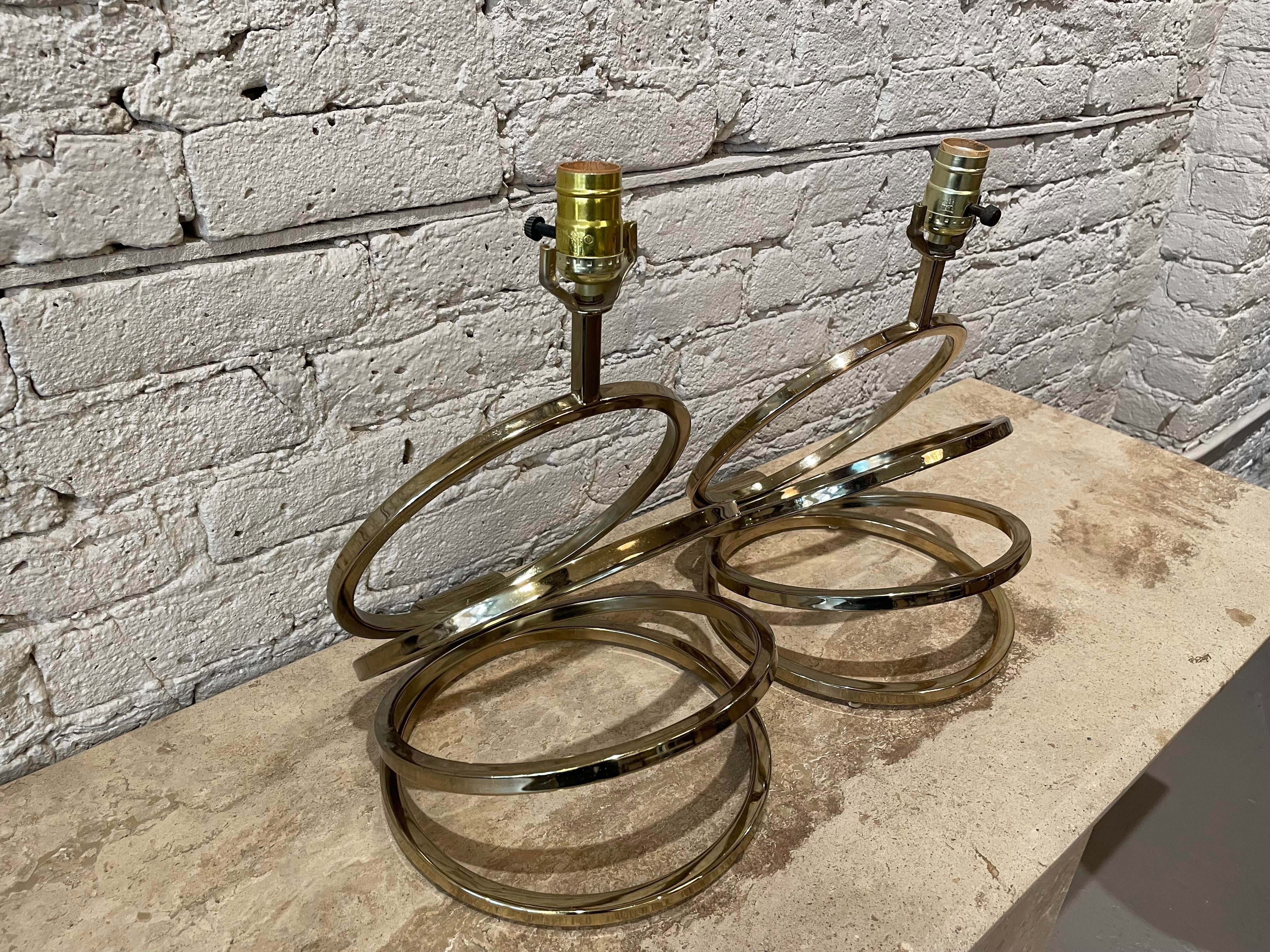 1960s Vintage Brass Spiral Lamps
