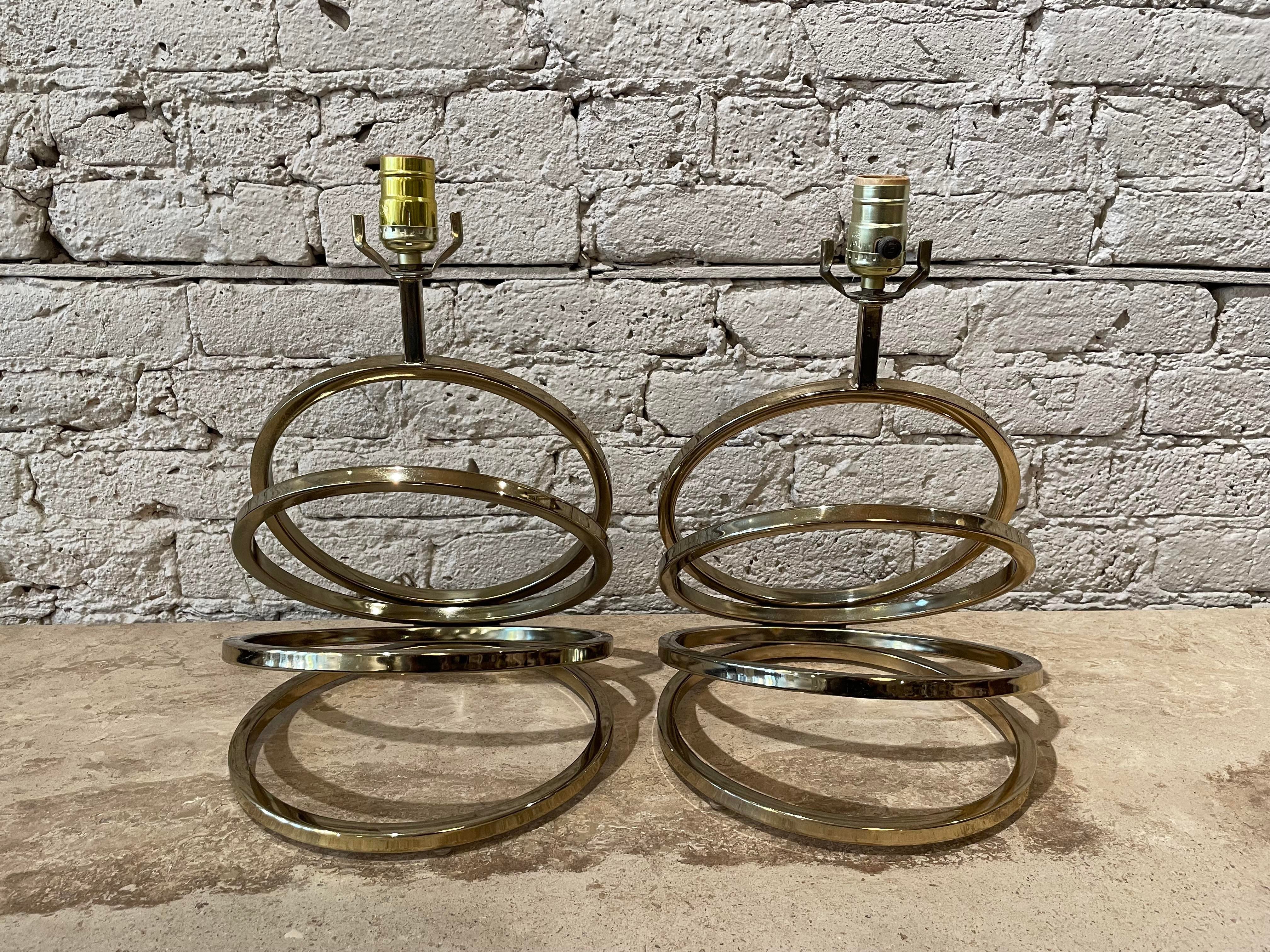 1960s Vintage Brass Spiral Lamps