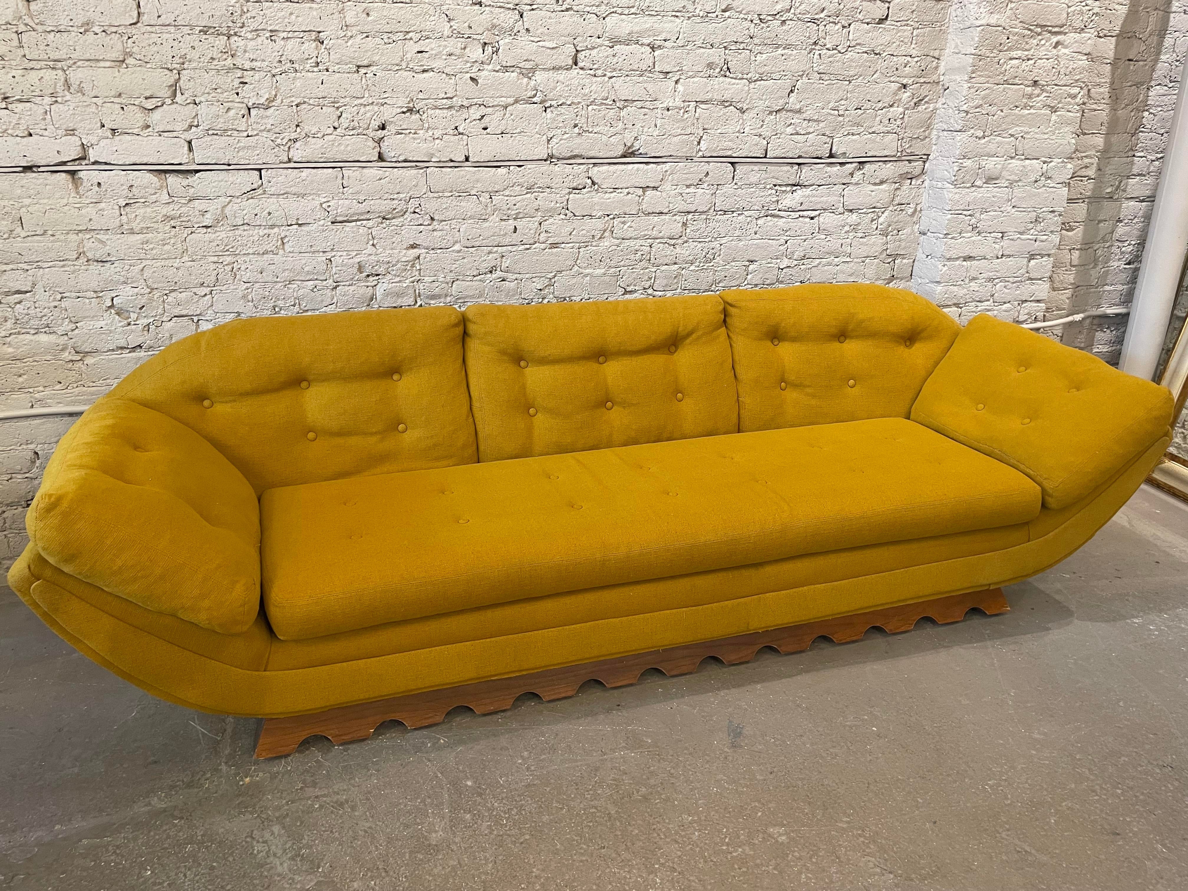1960s Vintage Gondola Sofa in the Manner of Adrian Pearsall With Scalloped Base