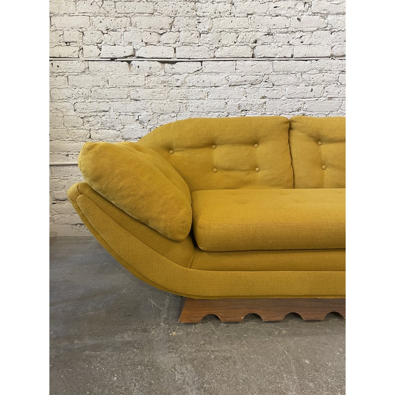 1960s Vintage Gondola Sofa in the Manner of Adrian Pearsall With Scalloped Base