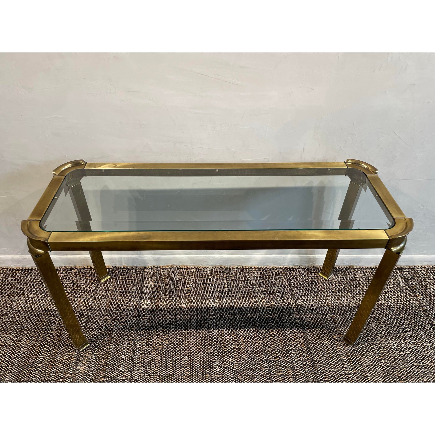 1960's Vintage in the Manner of Mastercraft Hollywood Regency Brass Console Table