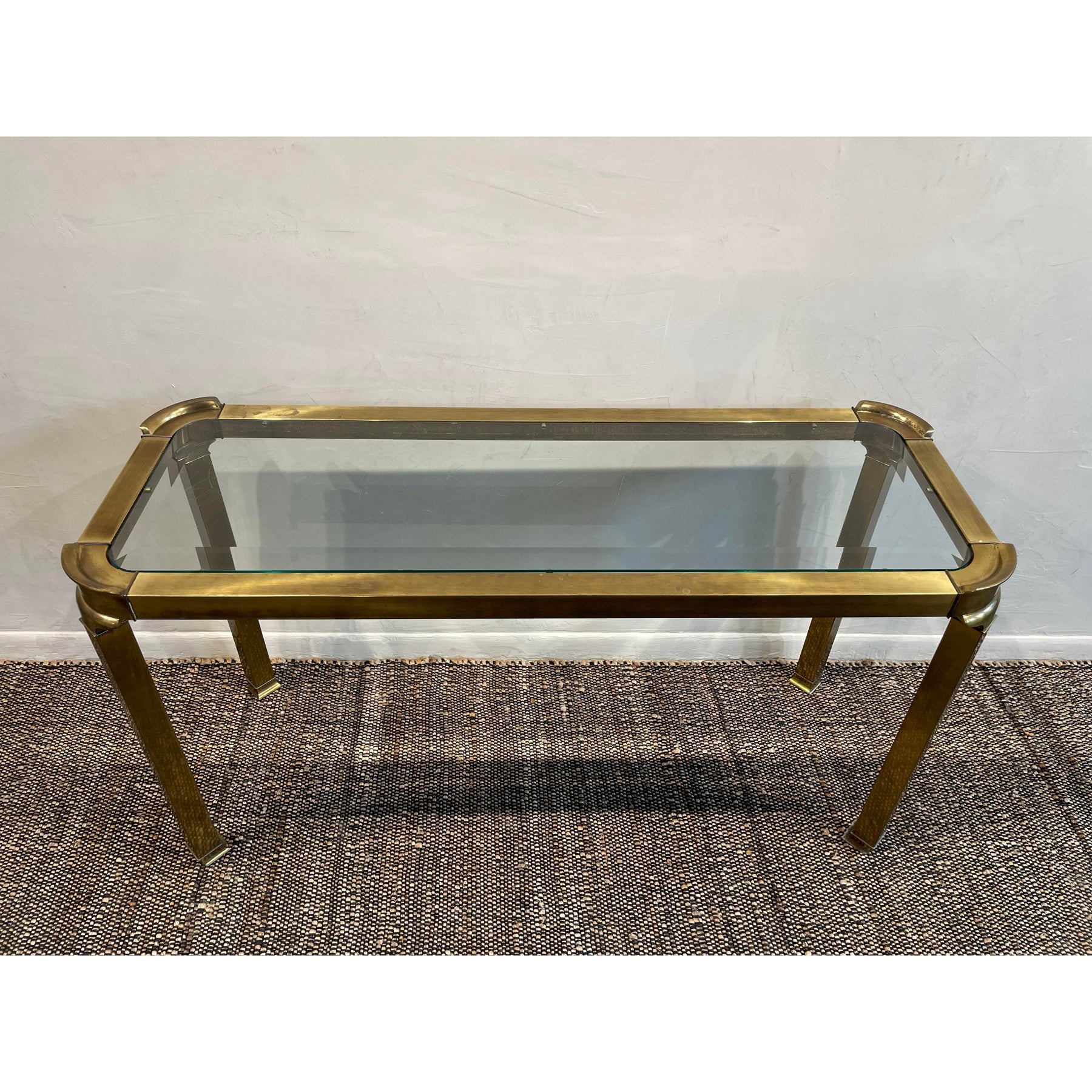 1960's Vintage in the Manner of Mastercraft Hollywood Regency Brass Console Table