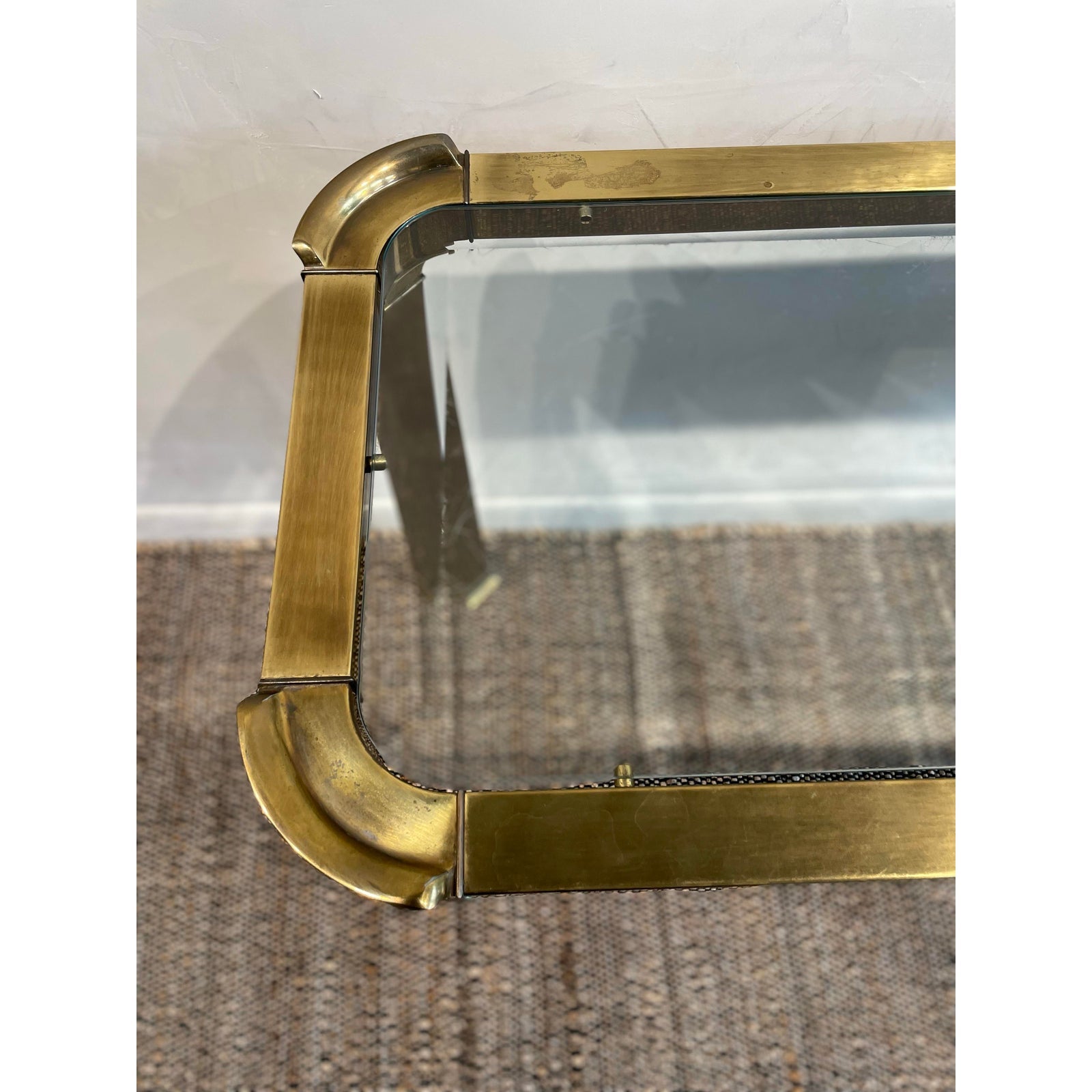 1960's Vintage in the Manner of Mastercraft Hollywood Regency Brass Console Table