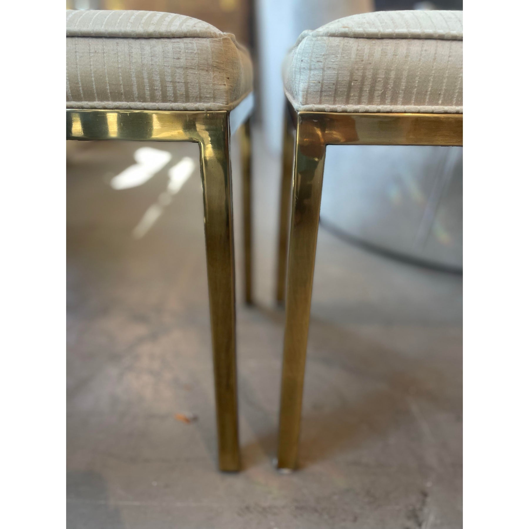 1960s Vintage Mastercraft Brass Ottomans - A Pair