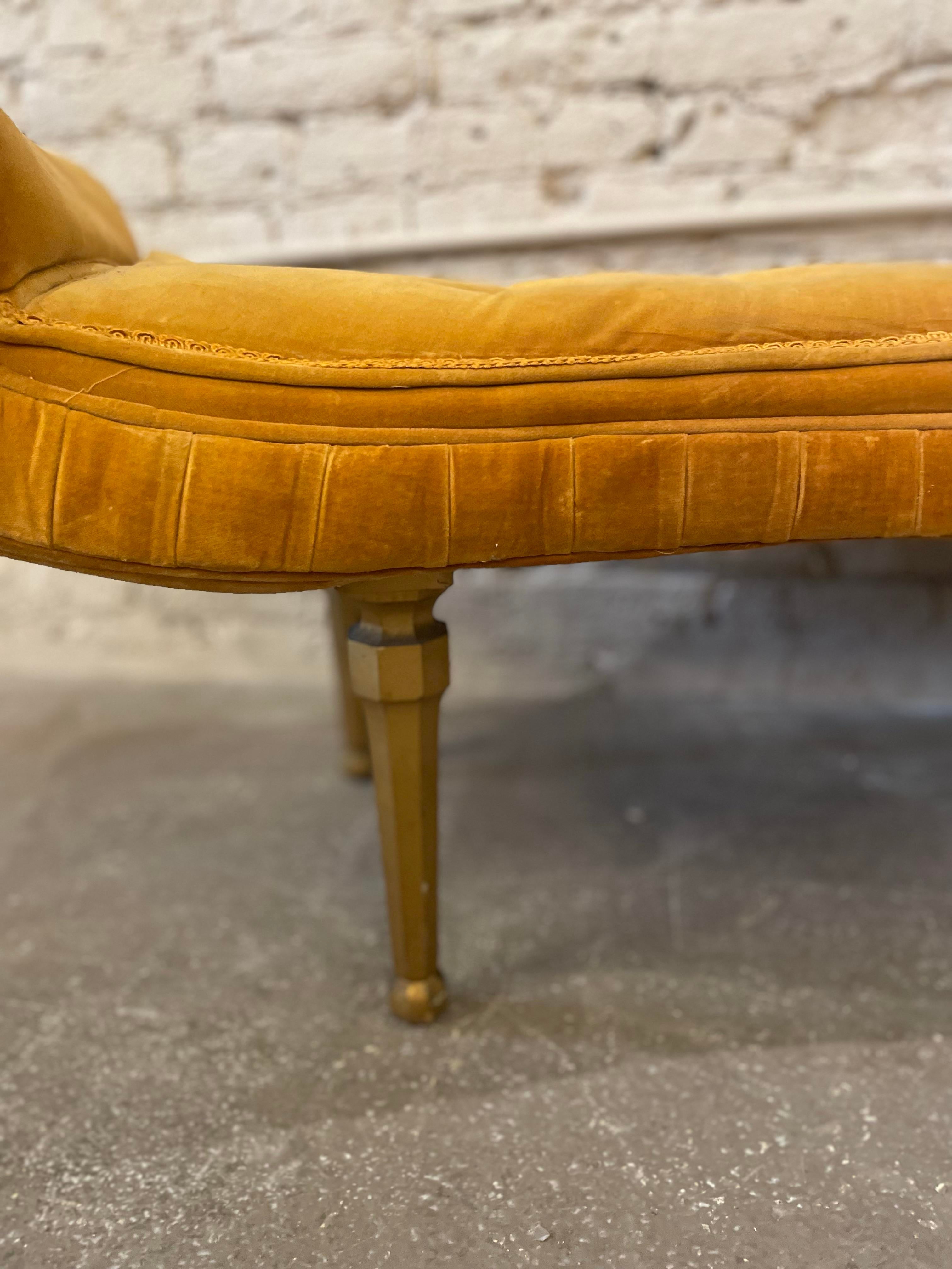 1960s Vintage Scroll Arm Curved Bench
