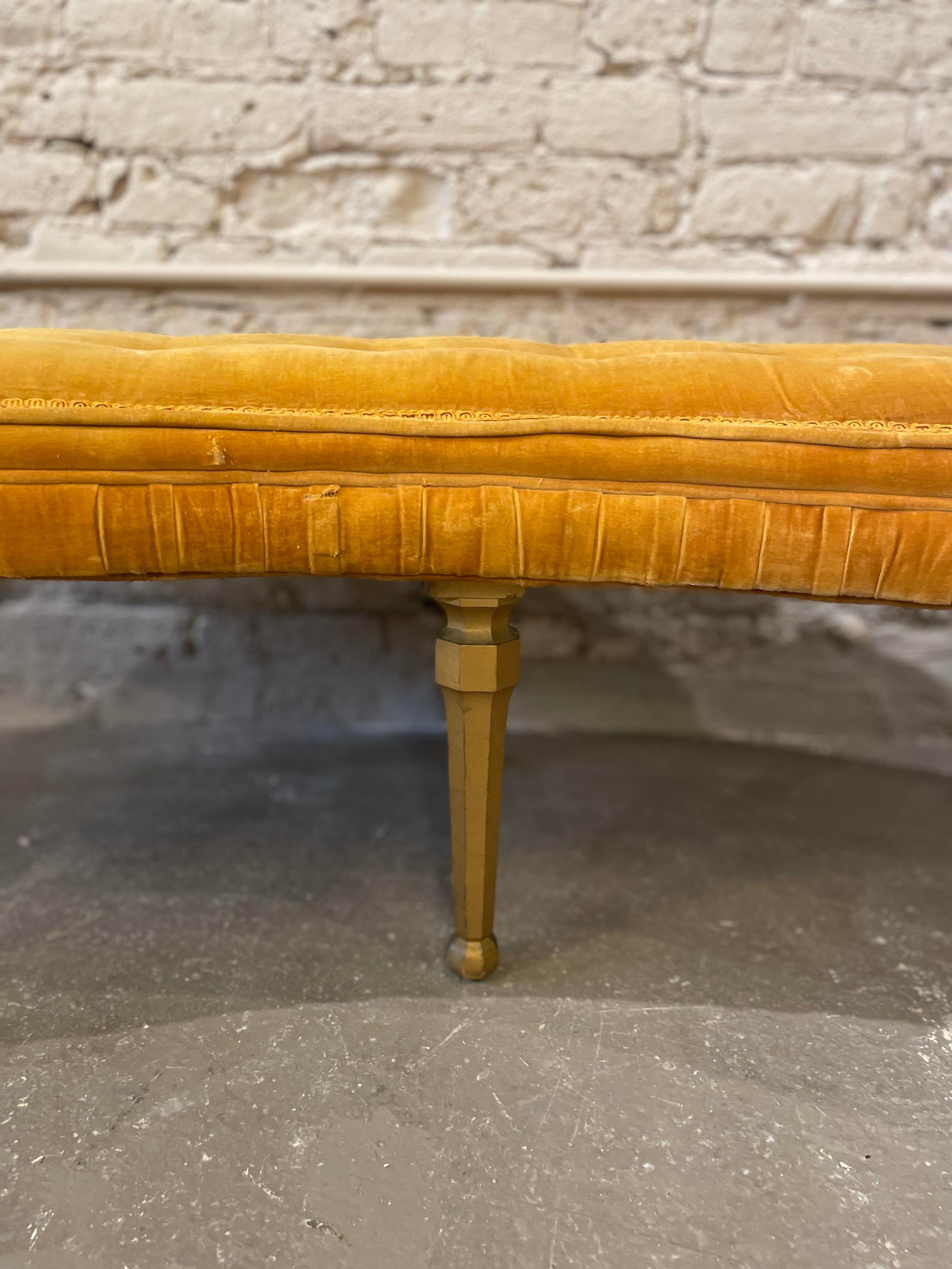 1960s Vintage Scroll Arm Curved Bench