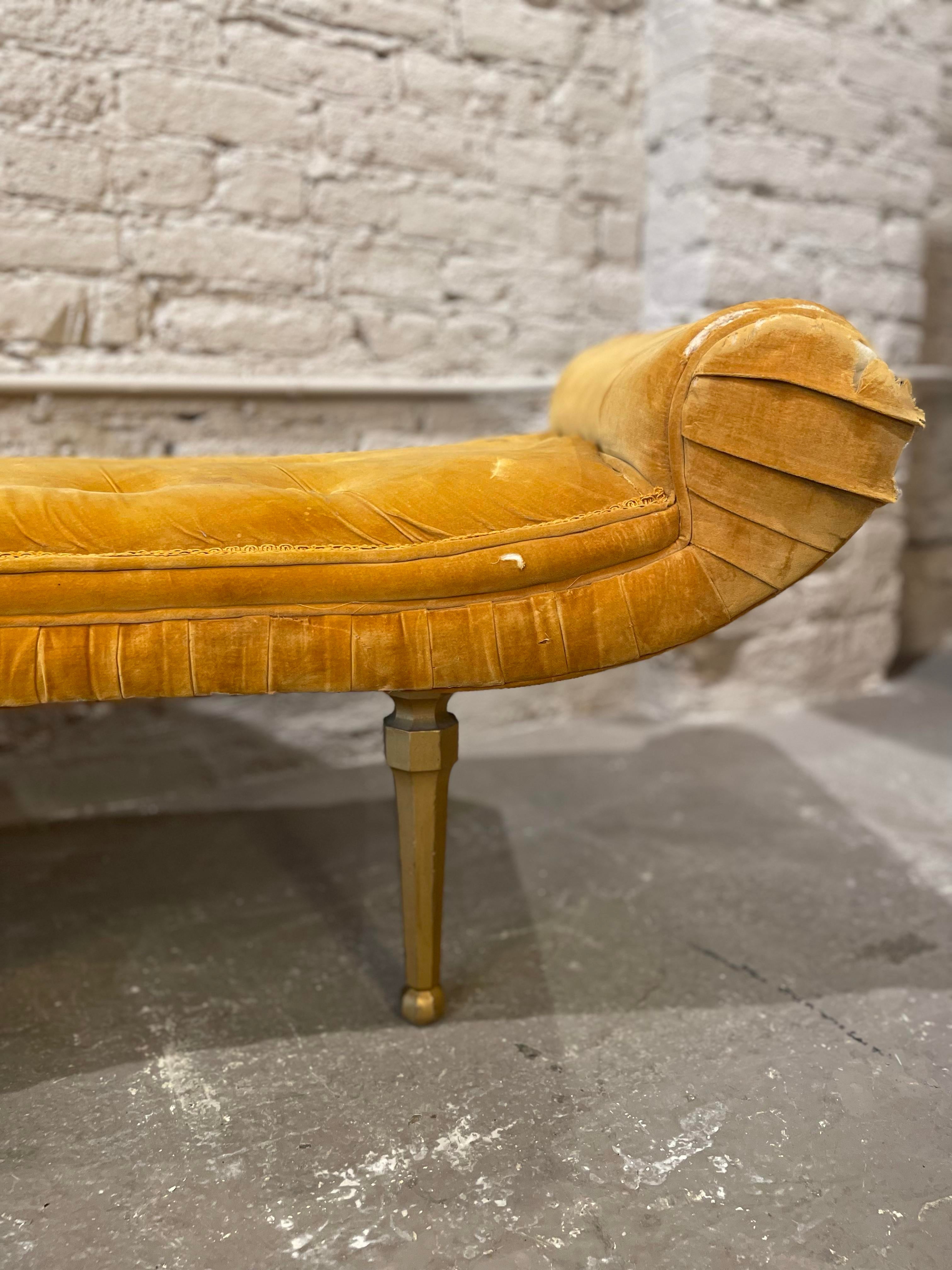 1960s Vintage Scroll Arm Curved Bench