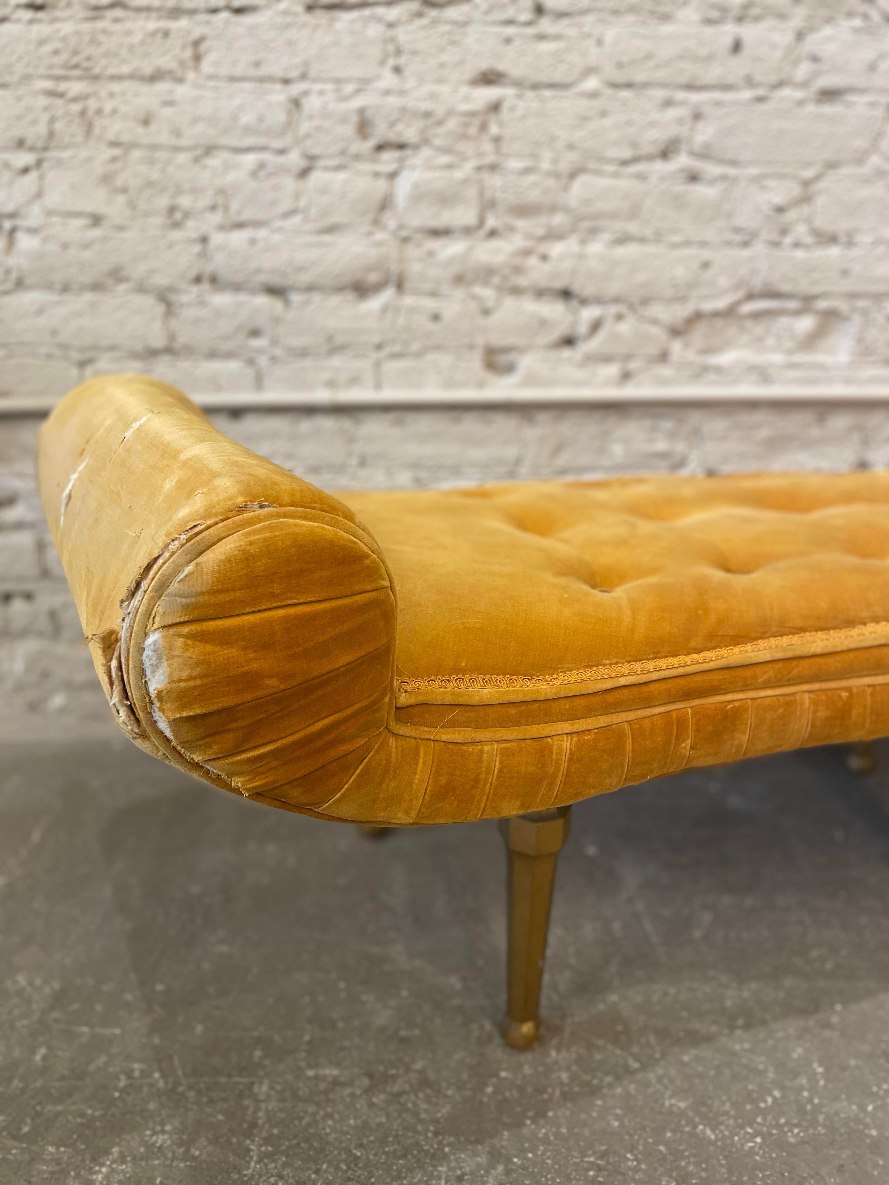1960s Vintage Scroll Arm Curved Bench