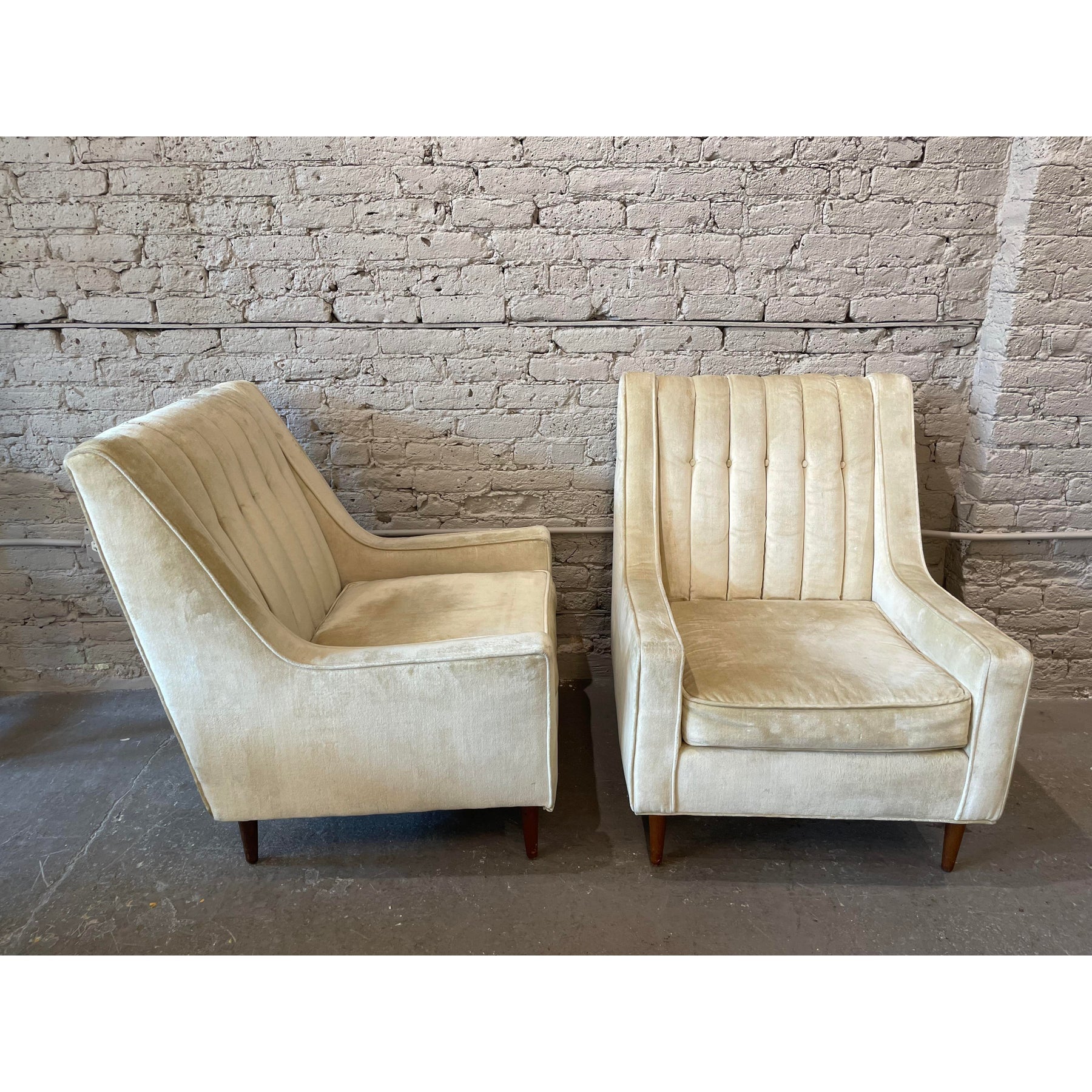 1960s Vintage Wingback Chairs - A Pair Plus Ottoman