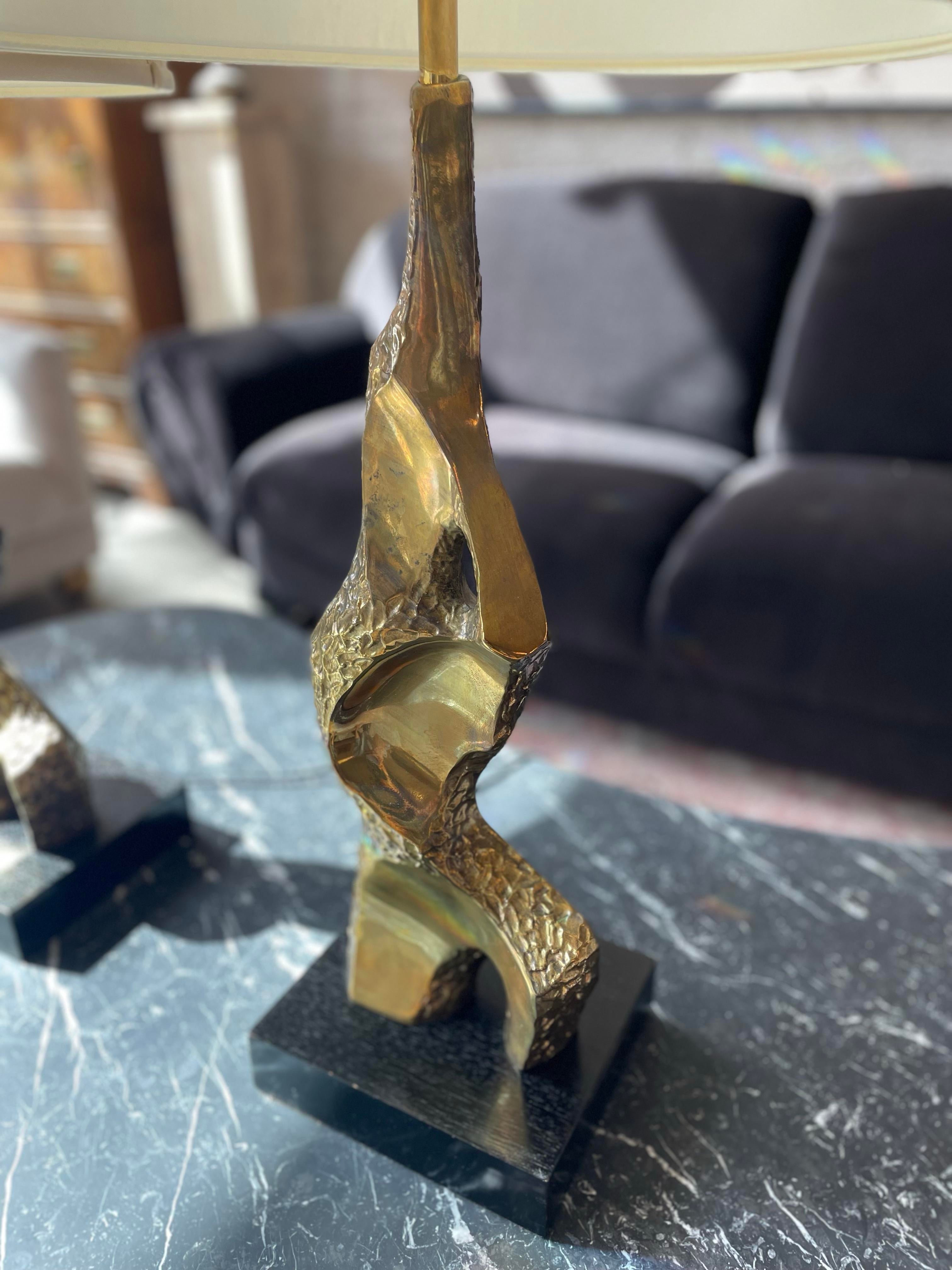 1970s Brutalist Brass Lamps by Laurel Lamp Company - a Pair