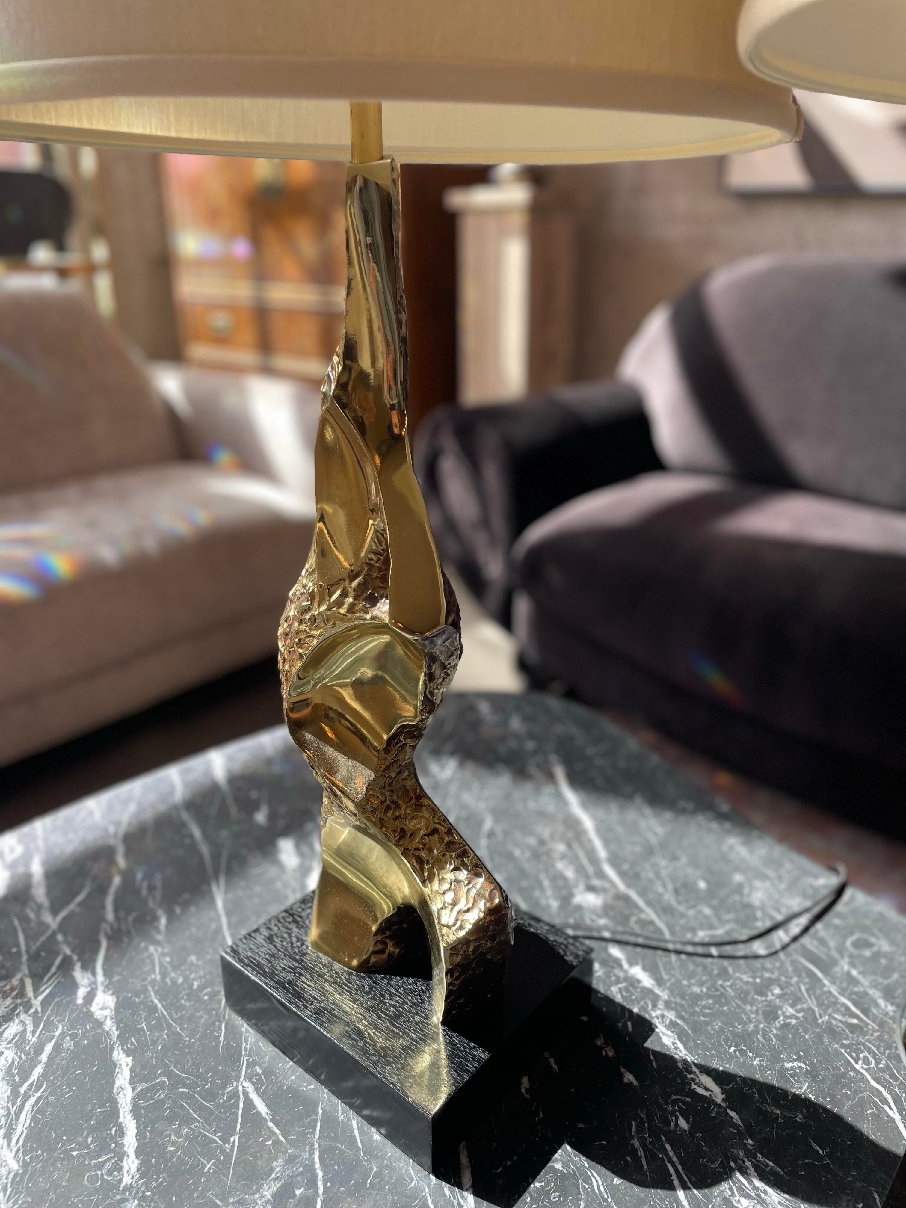 1970s Brutalist Brass Lamps by Laurel Lamp Company - a Pair
