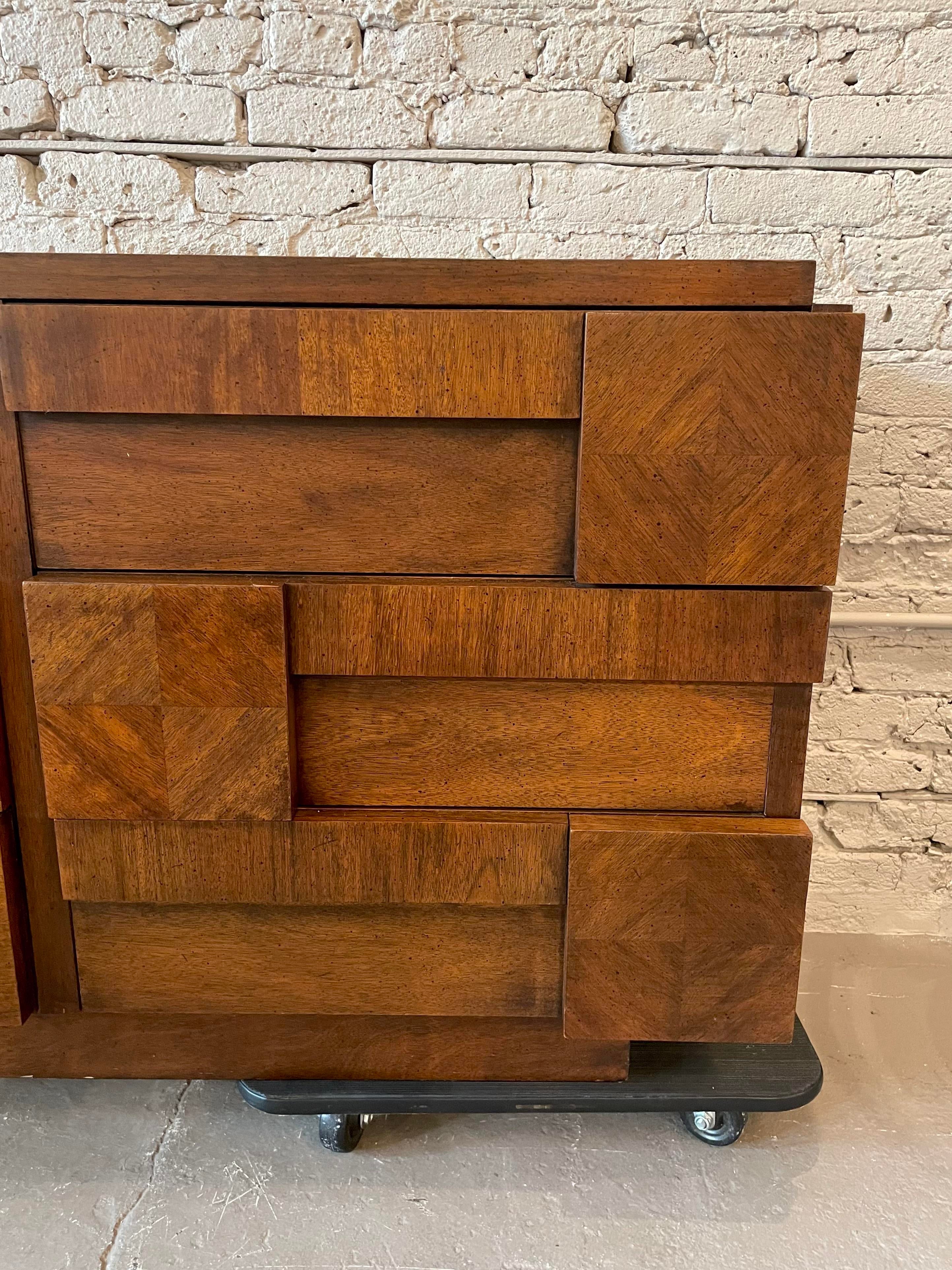 1970s Brutalist Lane Staccato Solid Wood Dresser