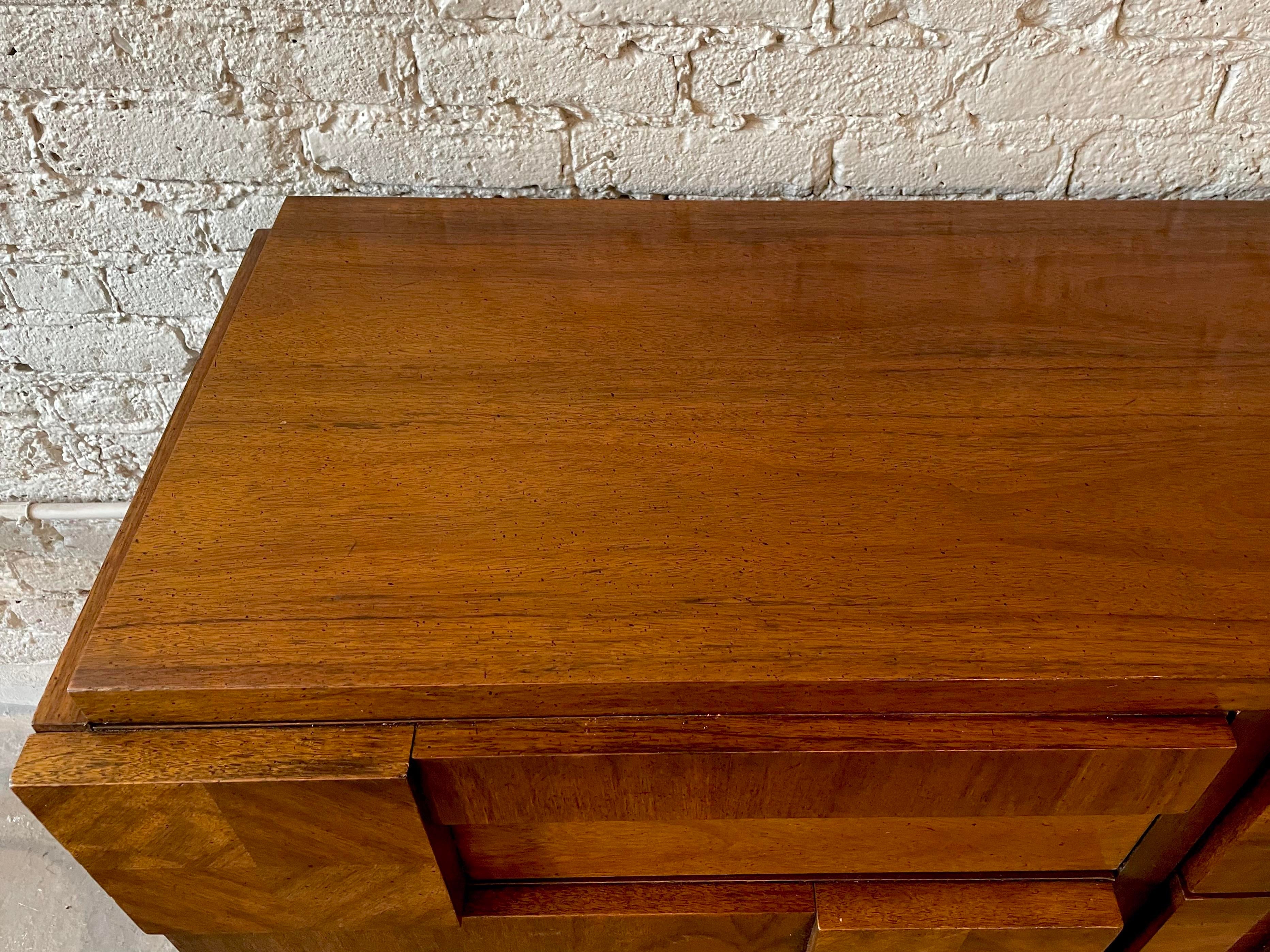 1970s Brutalist Lane Staccato Solid Wood Dresser