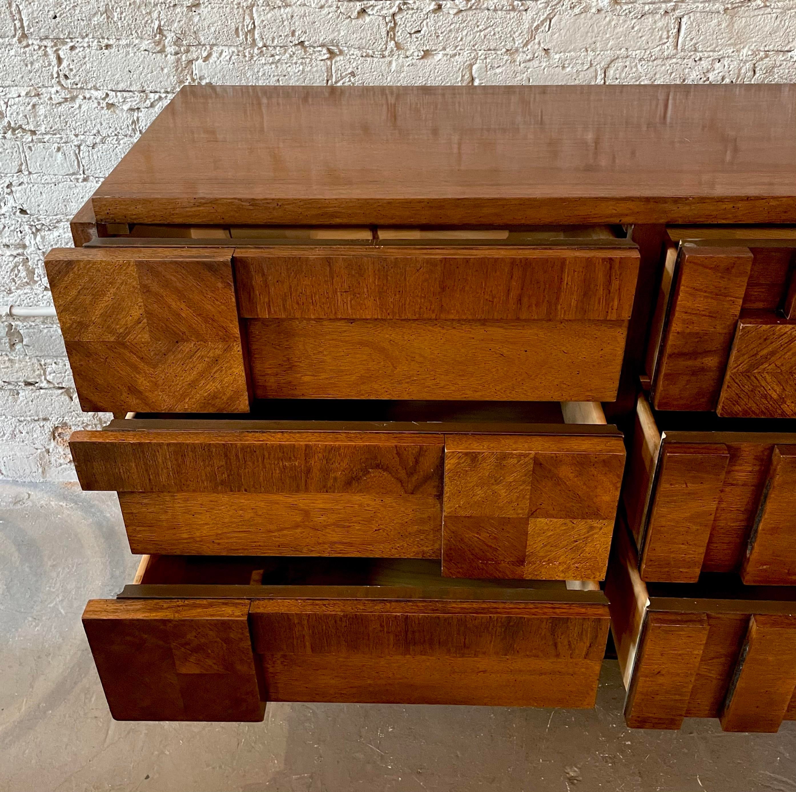 1970s Brutalist Lane Staccato Solid Wood Dresser