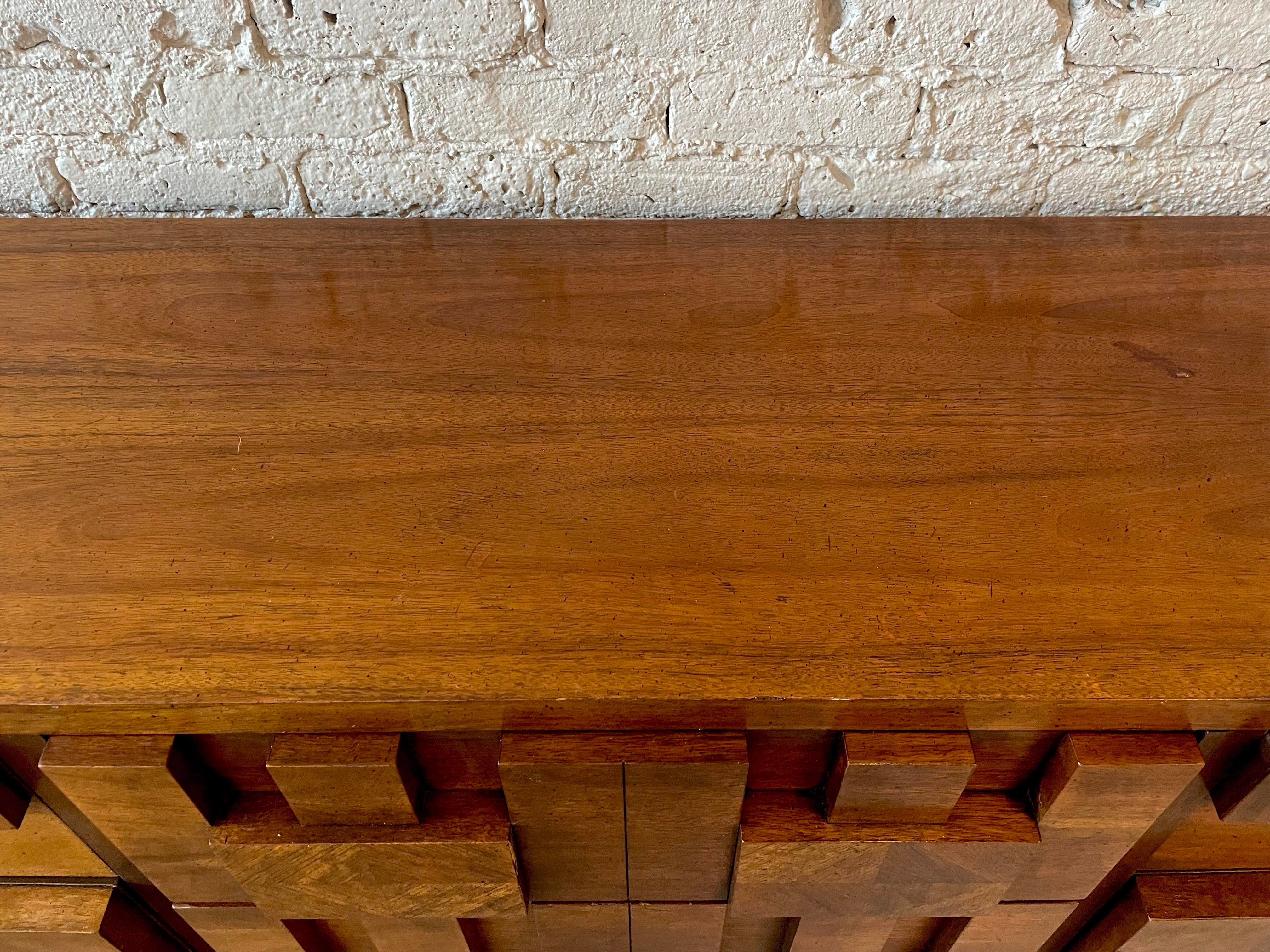 1970s Brutalist Lane Staccato Solid Wood Dresser
