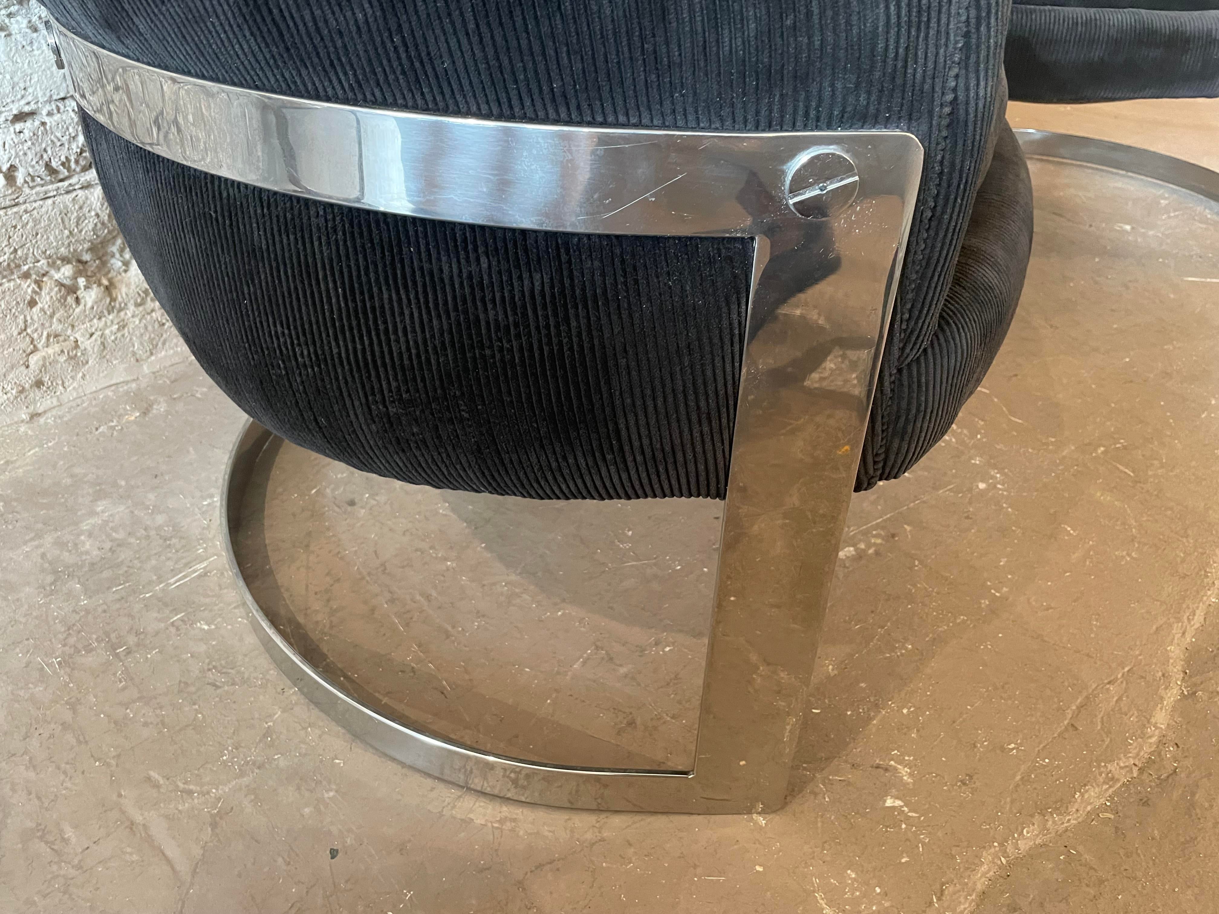 1970s Chrome Tub Chairs in the Style of Milo Baughman - a Pair