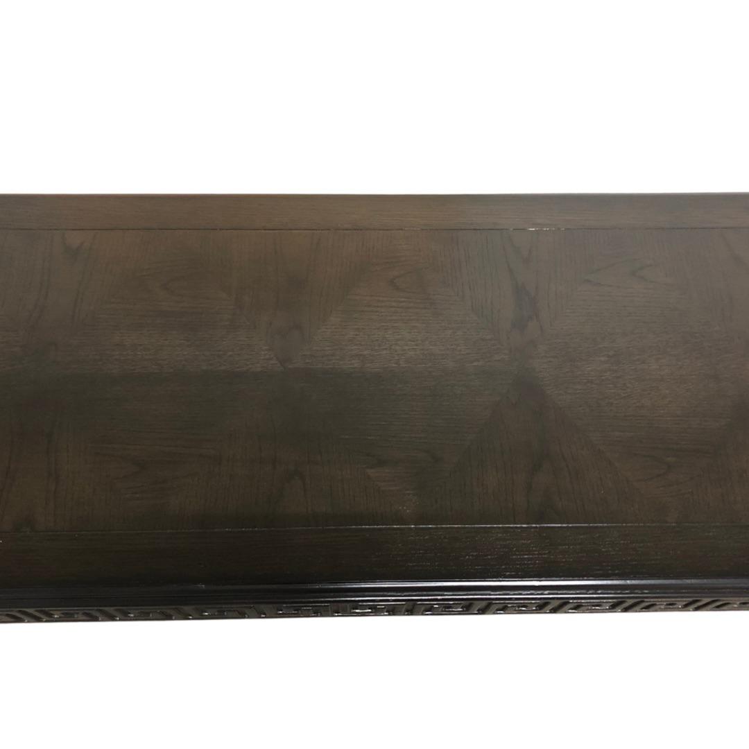 1970s Drexel Greek Key Parquet Console Sofa Table Signed