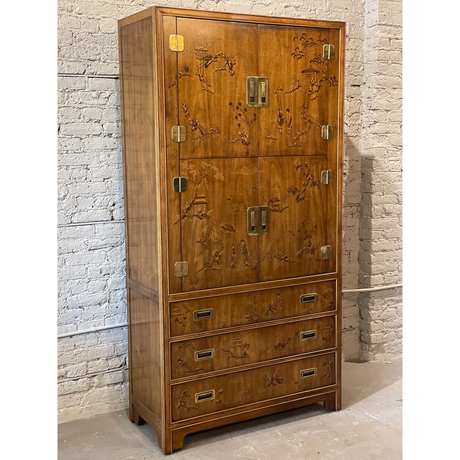 1970s Drexel Heritage Chinoiserie Armoire Dresser