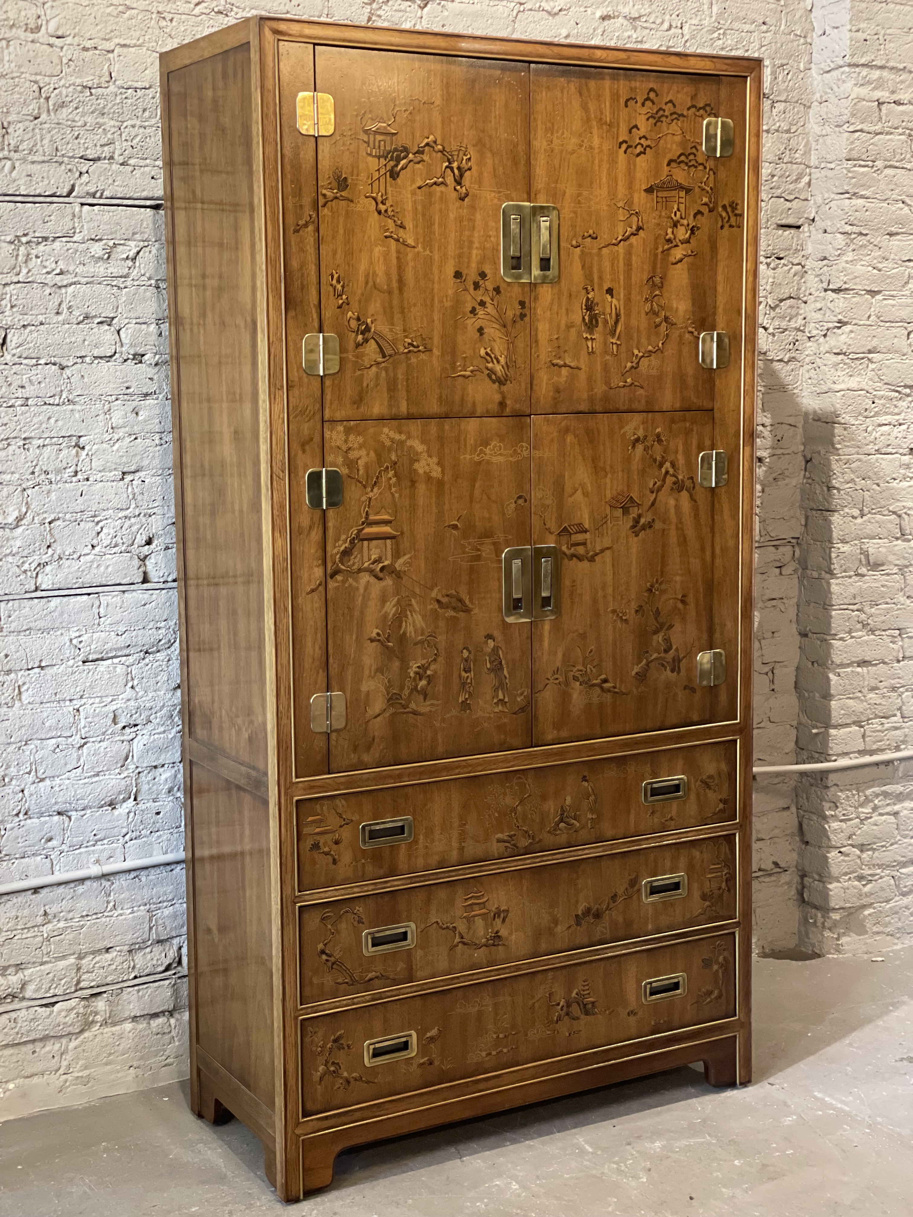 1970s Drexel Heritage Chinoiserie Armoire Dresser