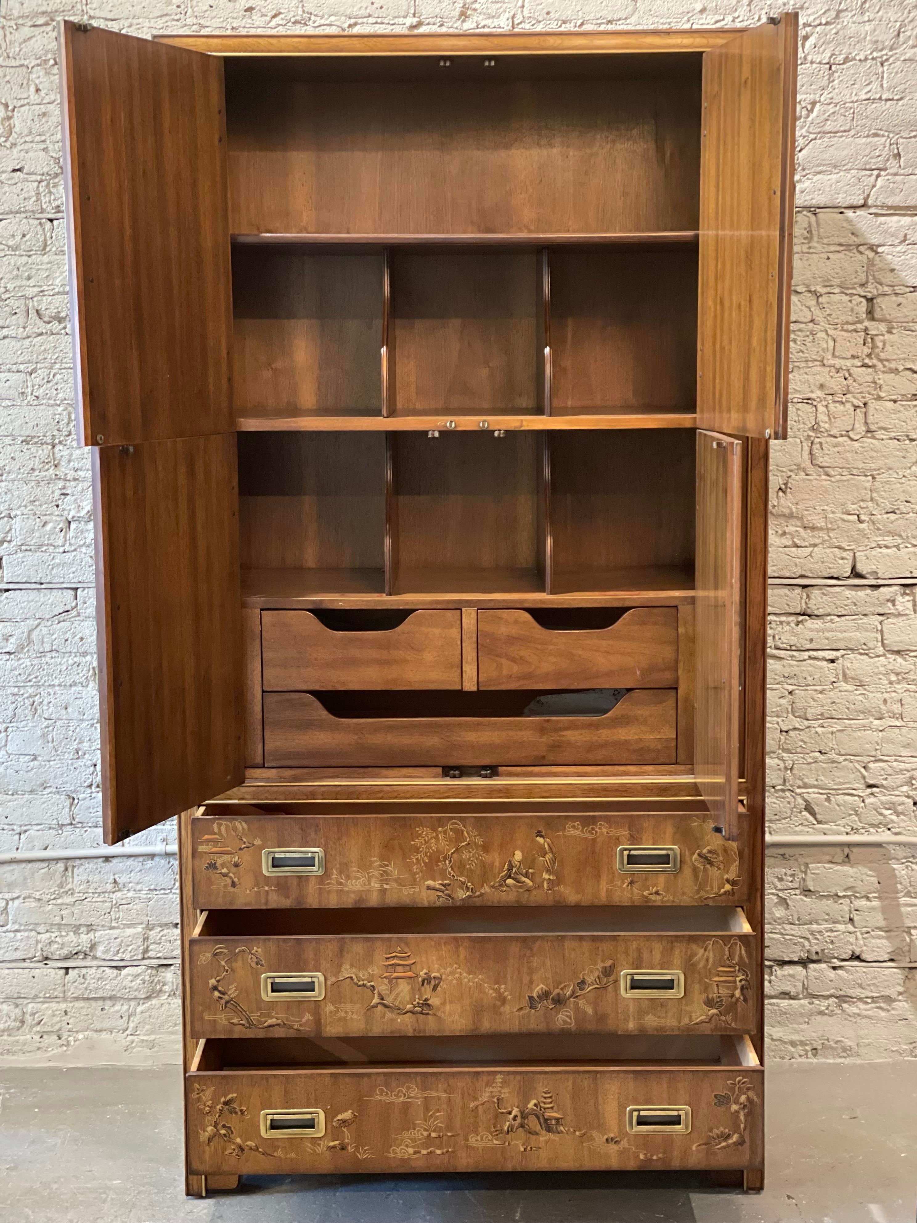 1970s Drexel Heritage Chinoiserie Armoire Dresser