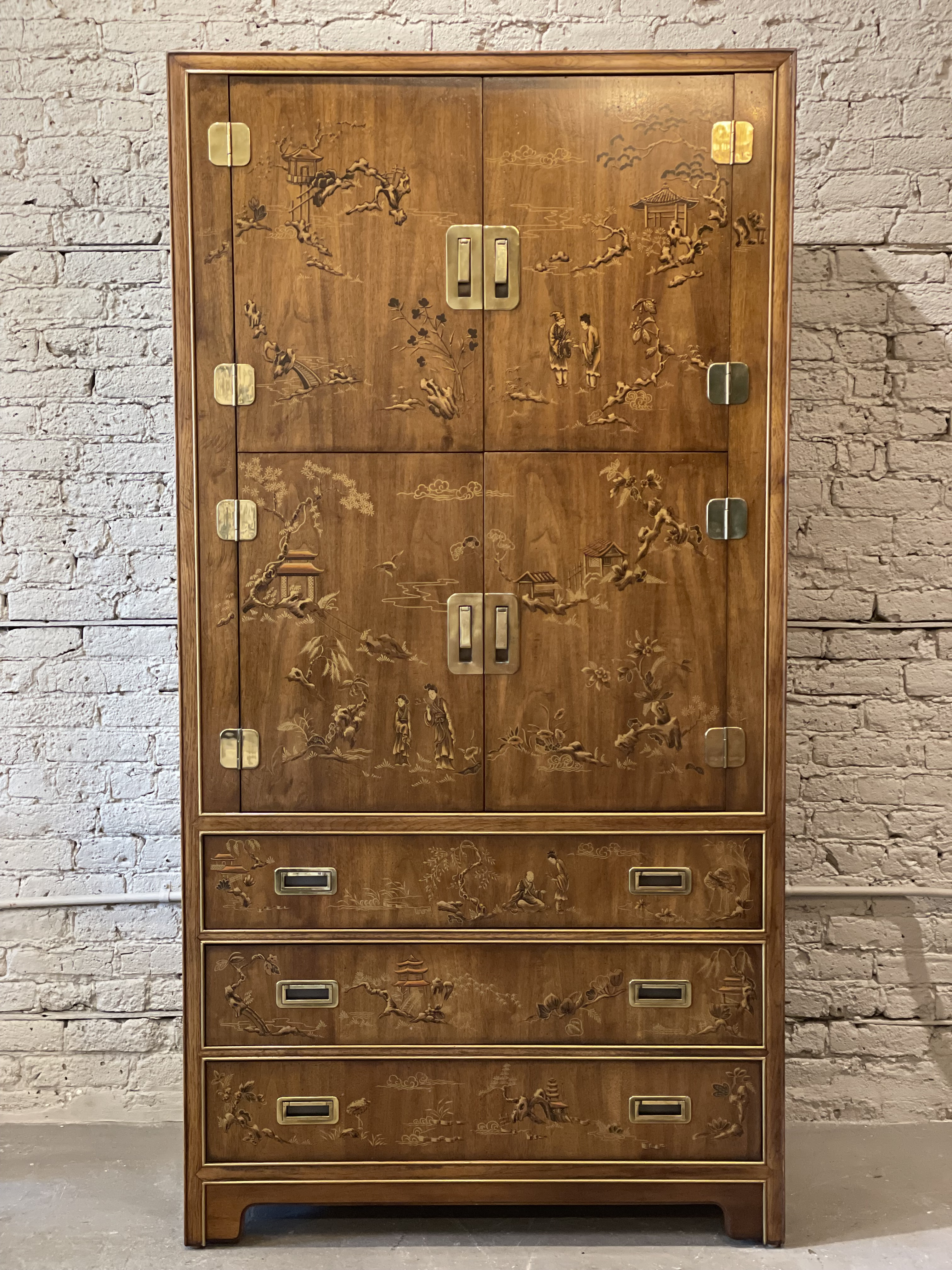 1970s Drexel Heritage Chinoiserie Armoire Dresser