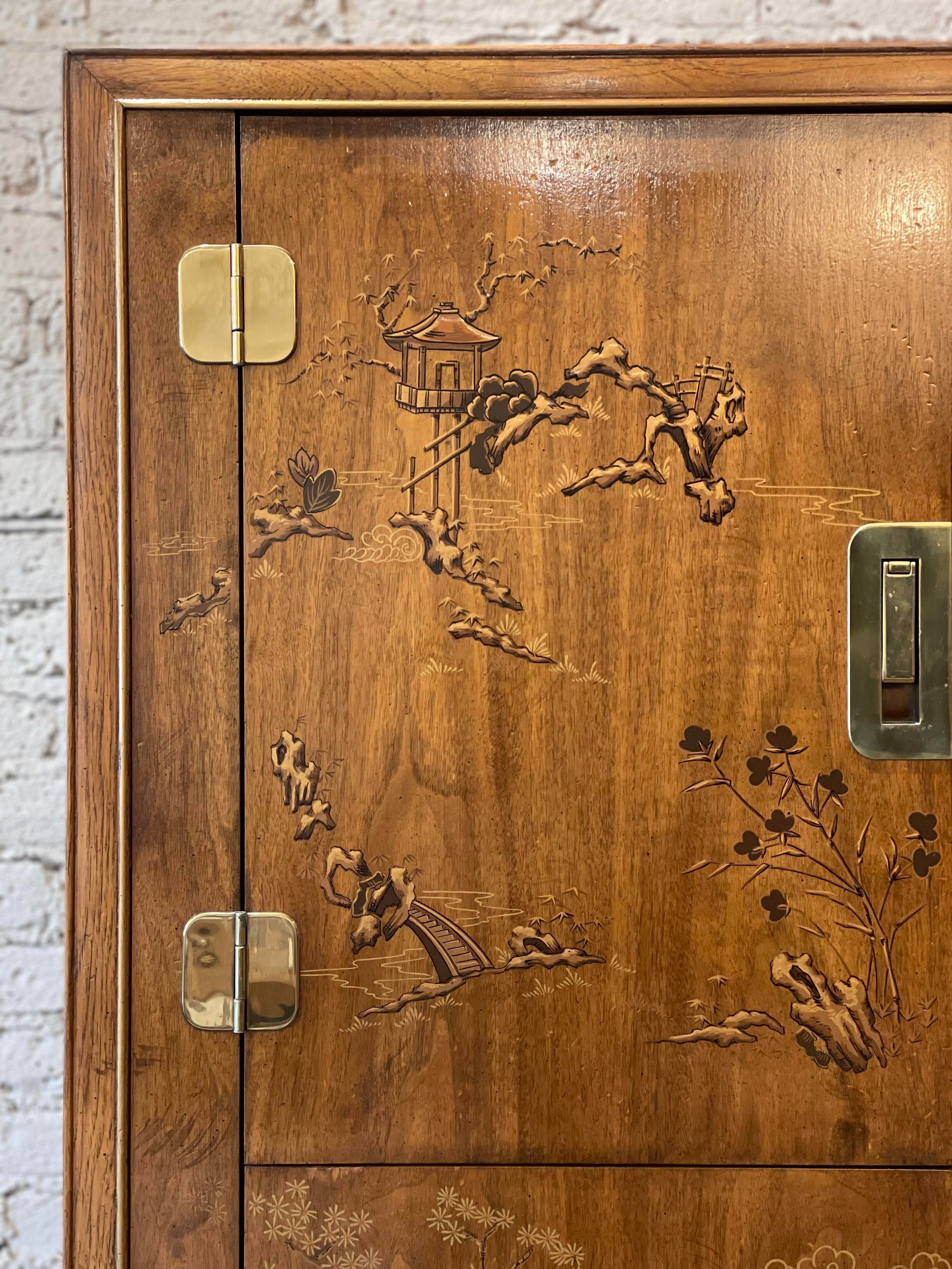 1970s Drexel Heritage Chinoiserie Armoire Dresser