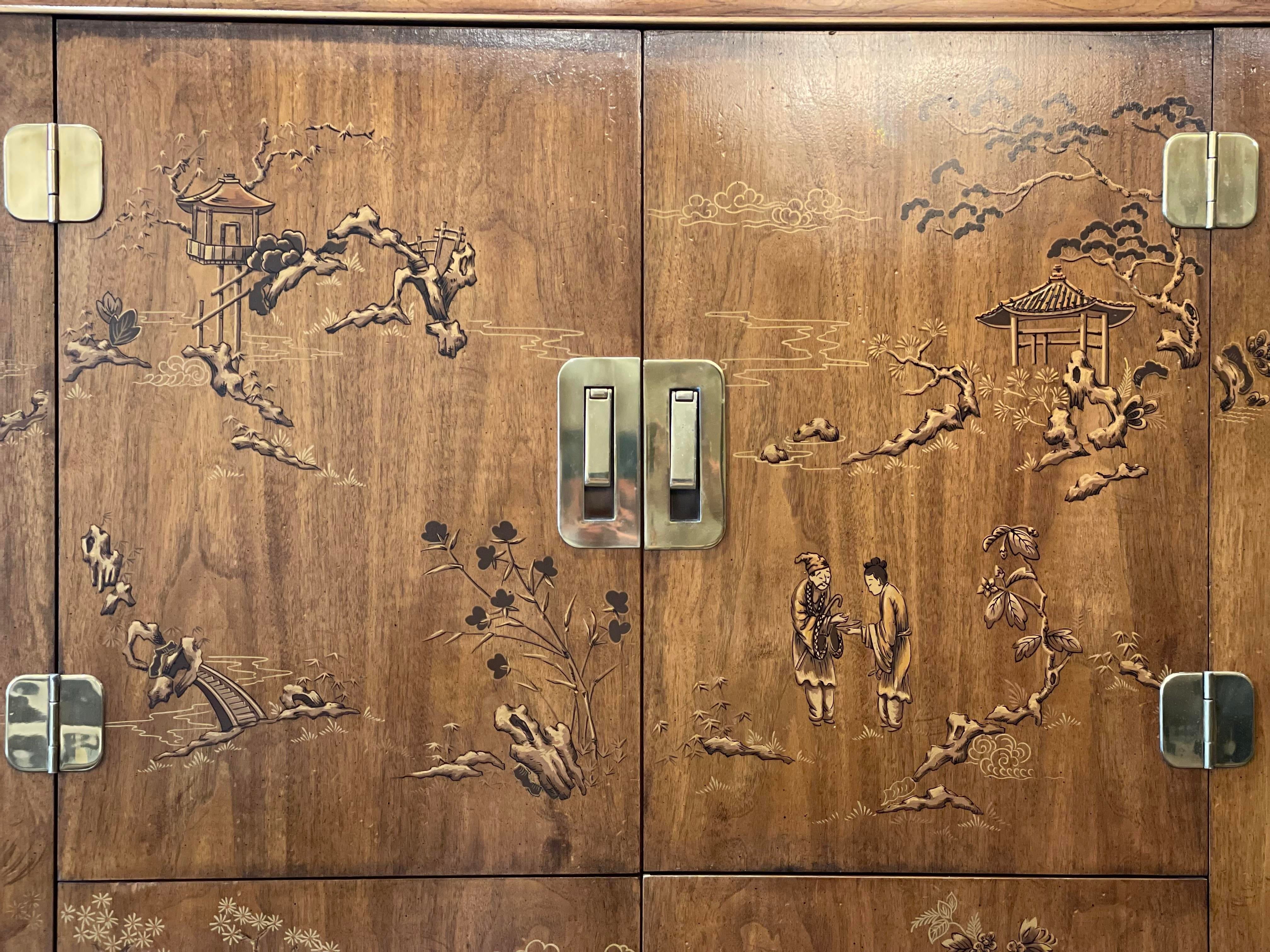 1970s Drexel Heritage Chinoiserie Armoire Dresser