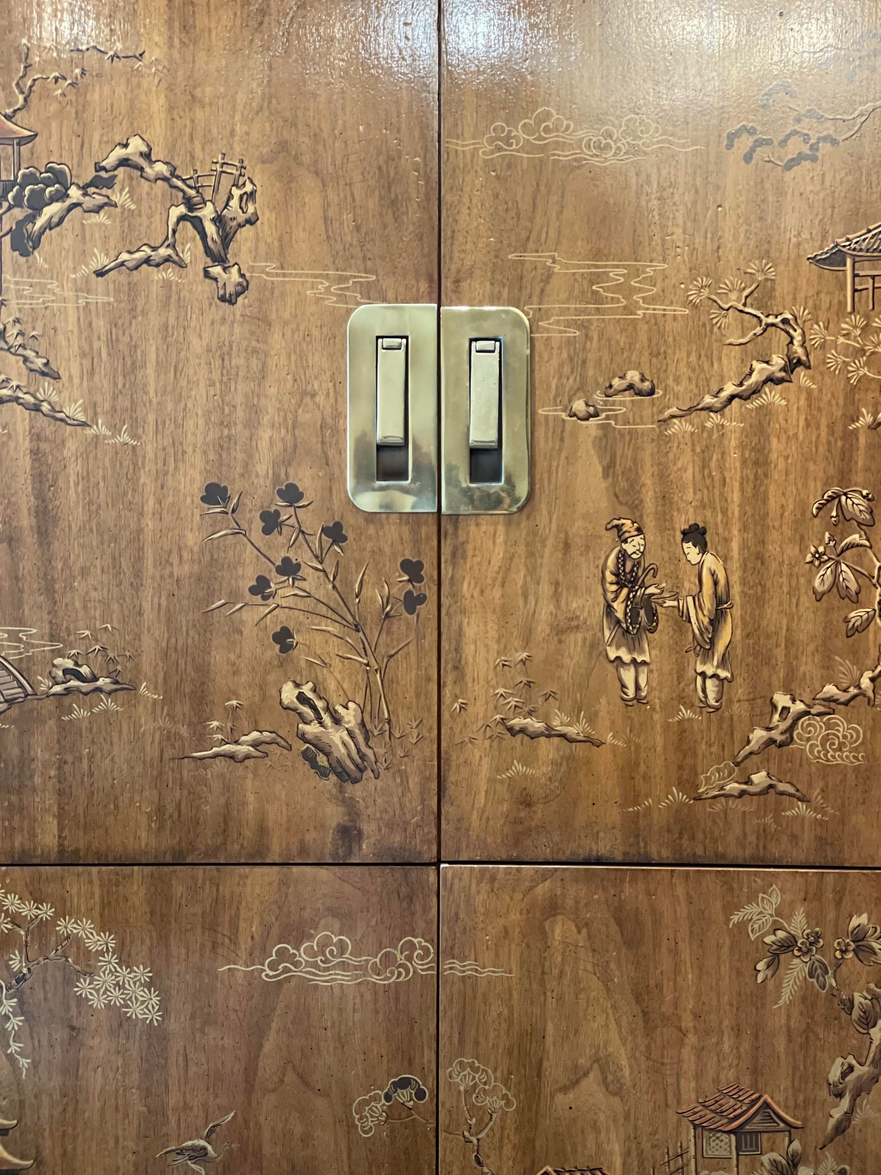 1970s Drexel Heritage Chinoiserie Armoire Dresser
