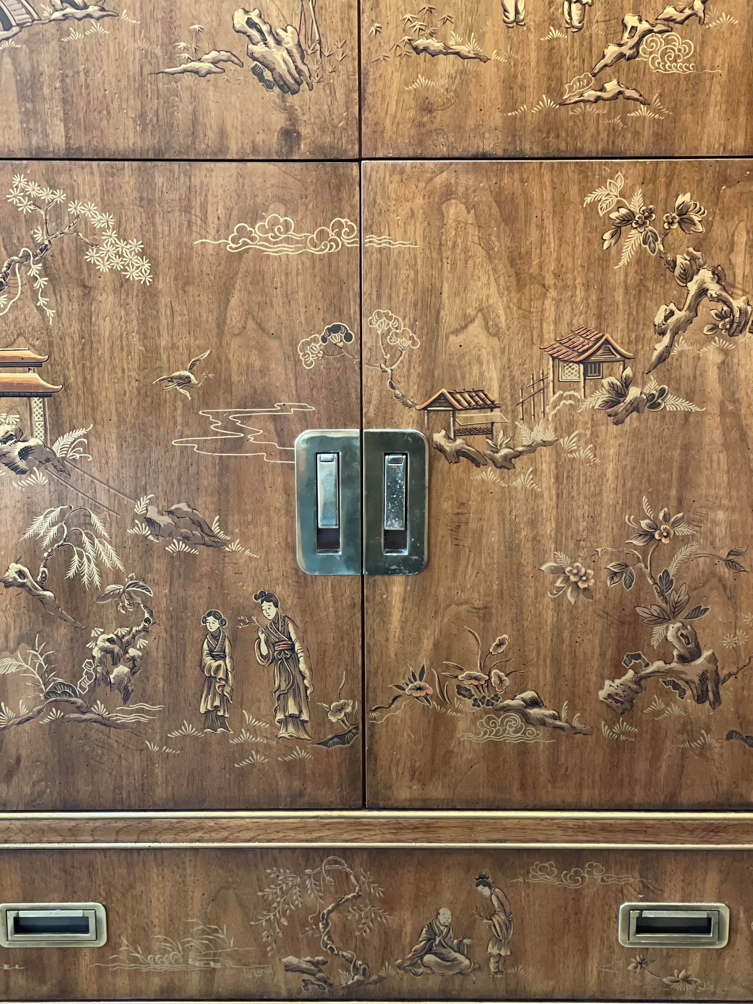 1970s Drexel Heritage Chinoiserie Armoire Dresser