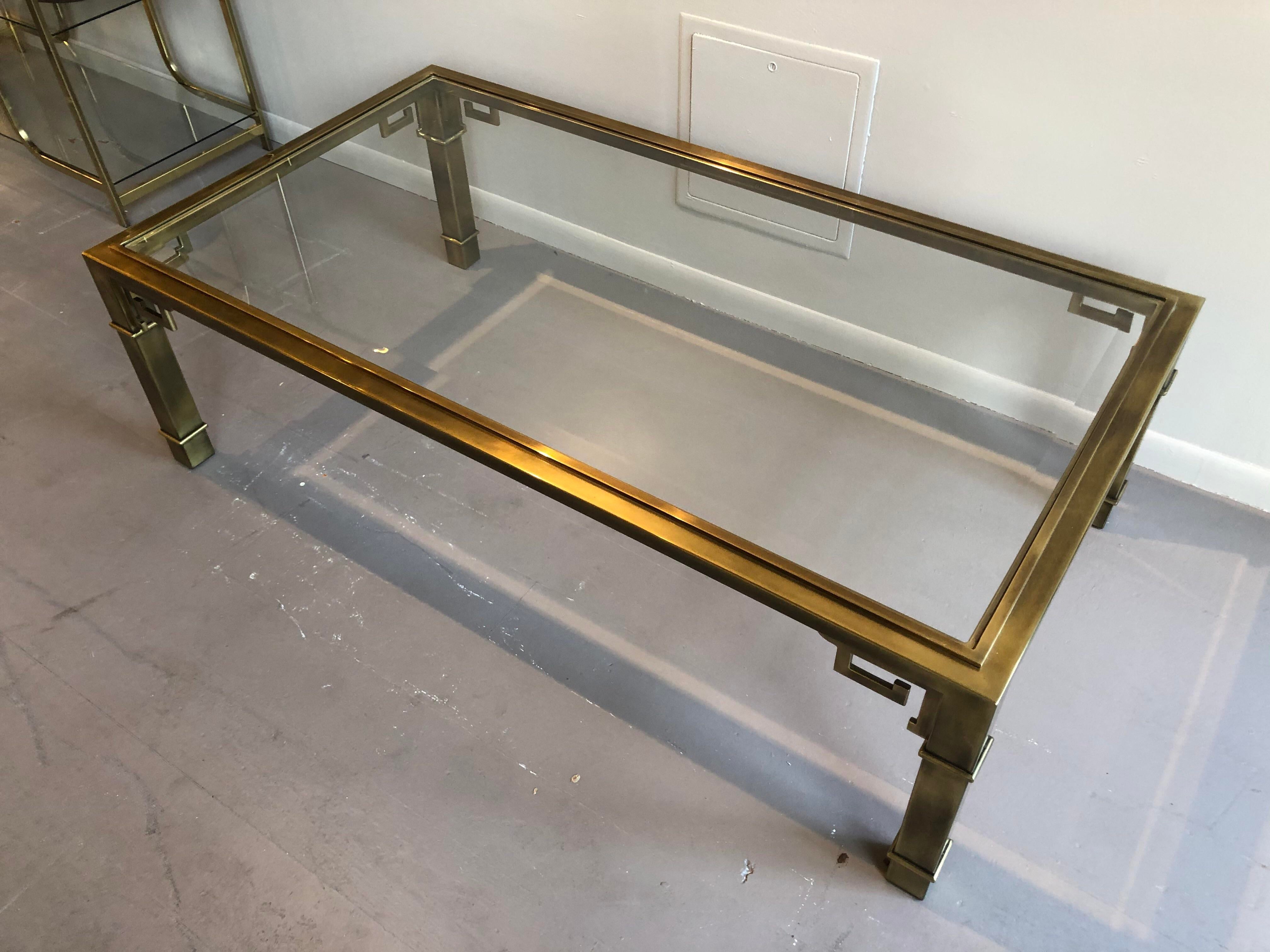 1970s Greek Key Brass Coffee Table in the Manner of Mastercraft