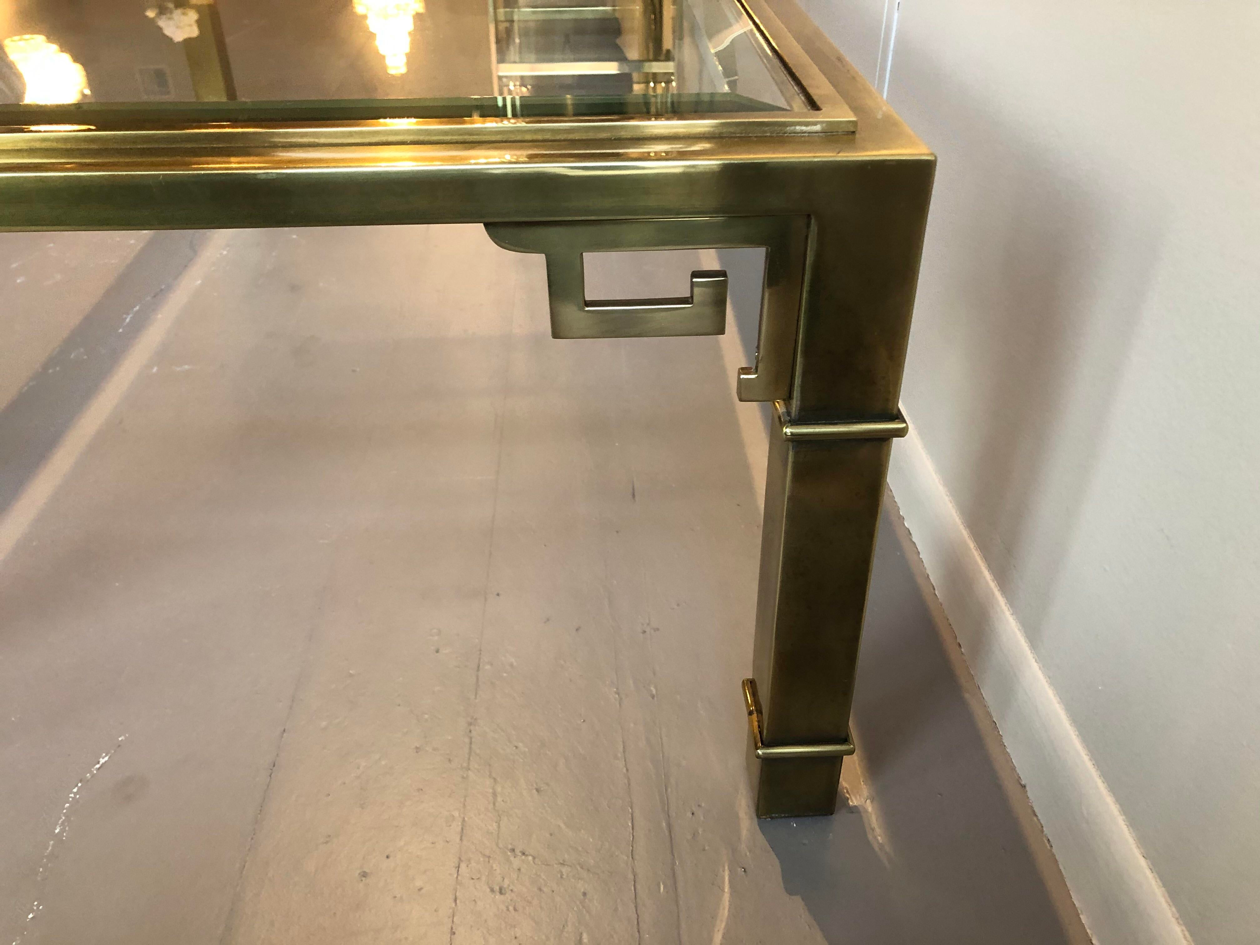 1970s Greek Key Brass Coffee Table in the Manner of Mastercraft