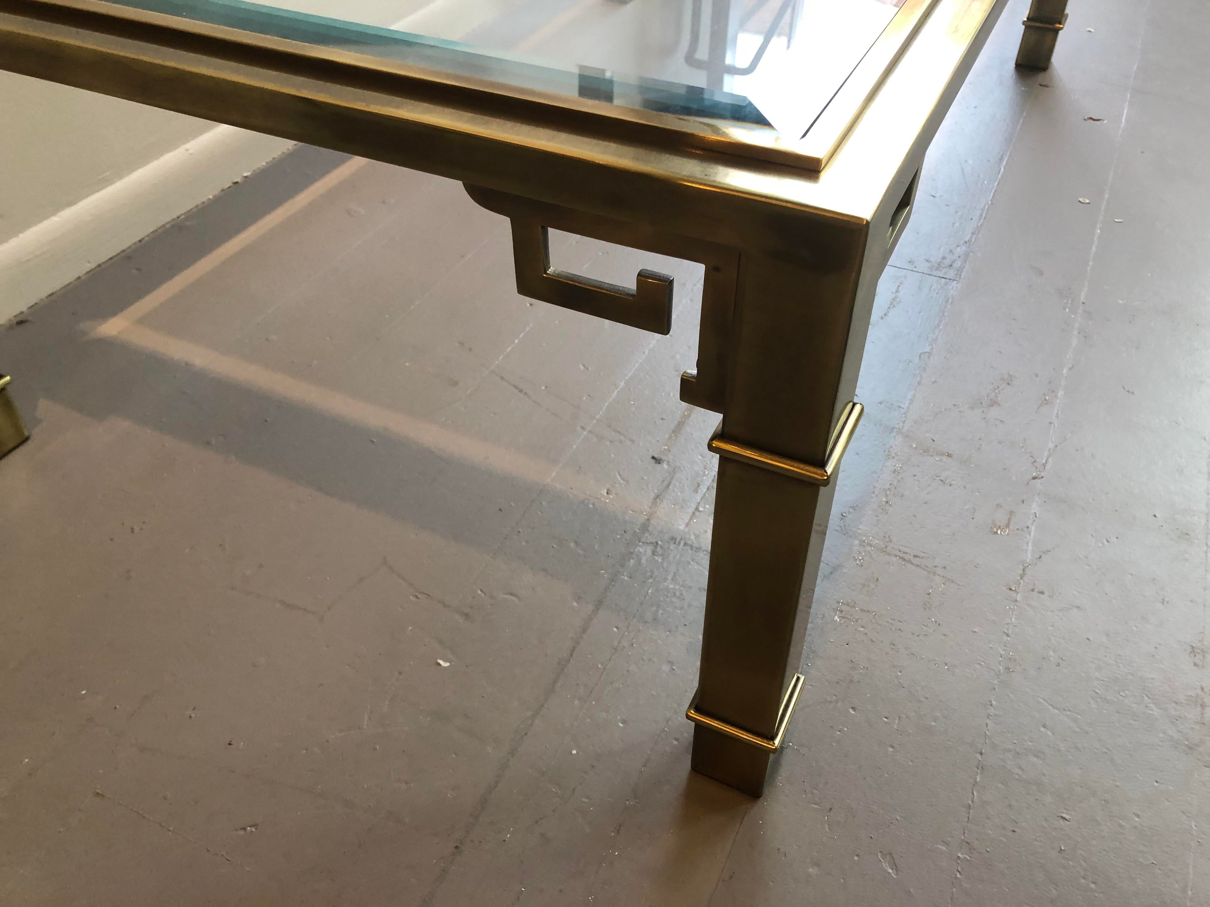1970s Greek Key Brass Coffee Table in the Manner of Mastercraft