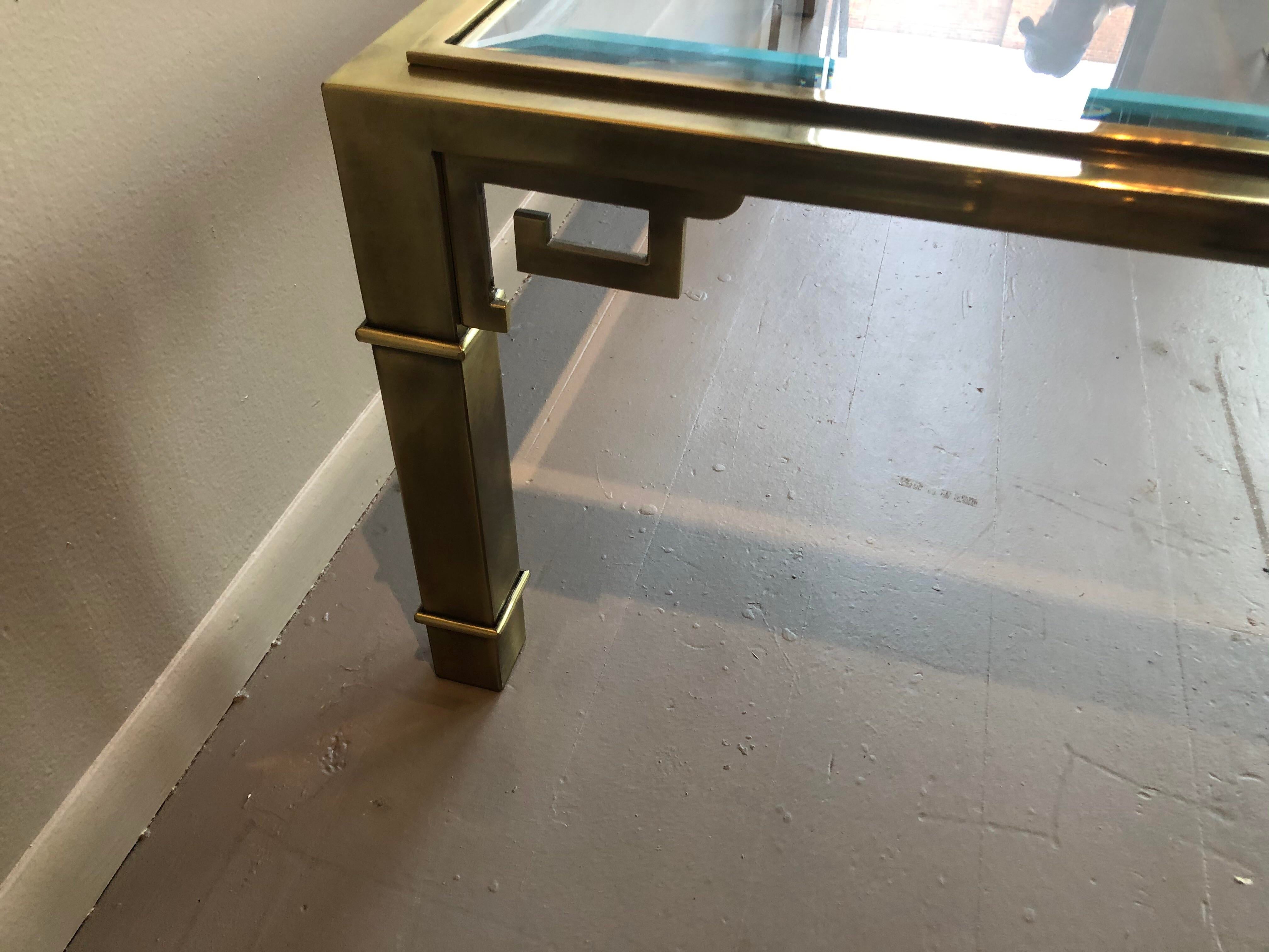 1970s Greek Key Brass Coffee Table in the Manner of Mastercraft