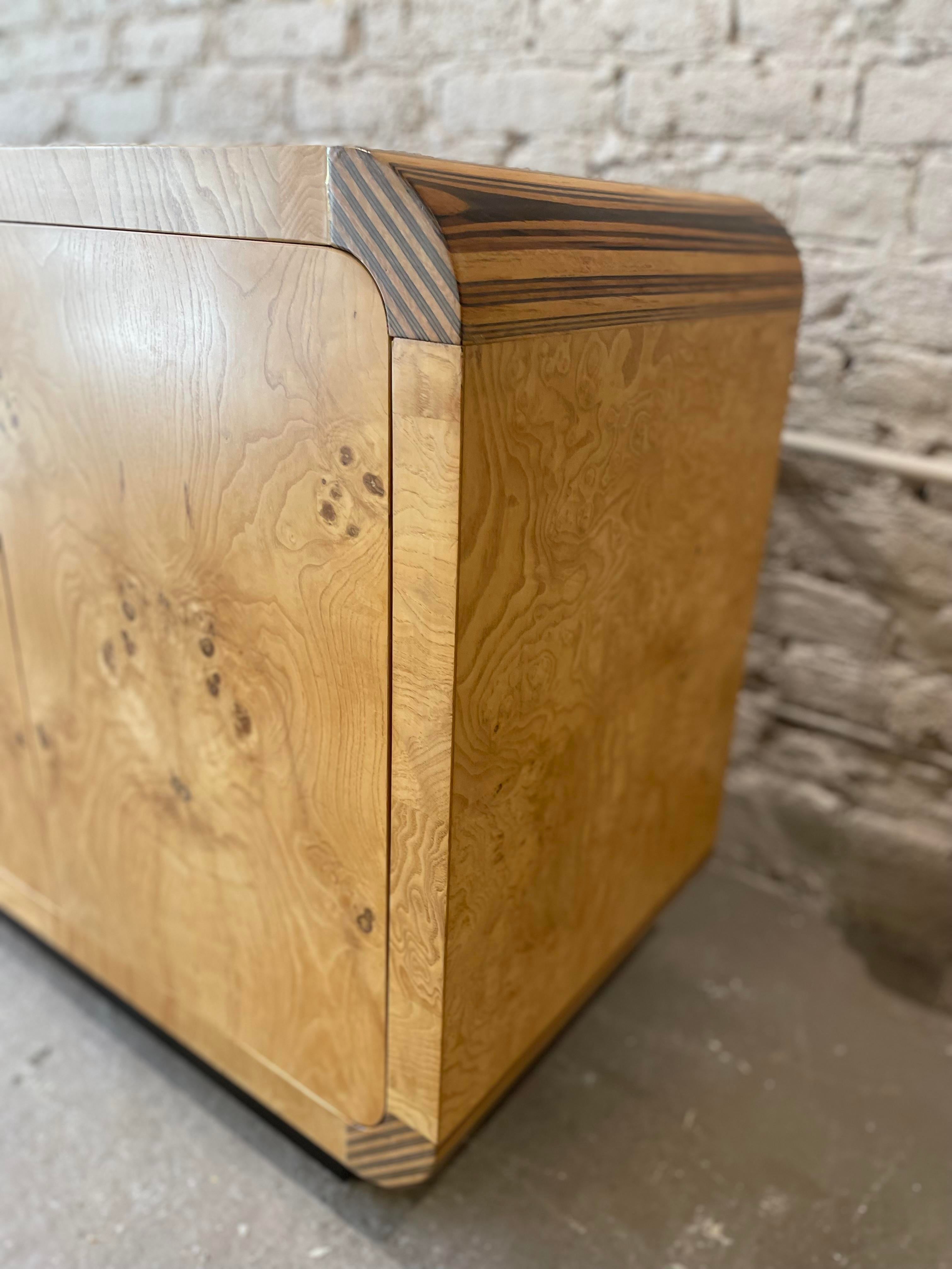 1970s Henredon Scene 2 Vintage Olive Burlwood Credenza