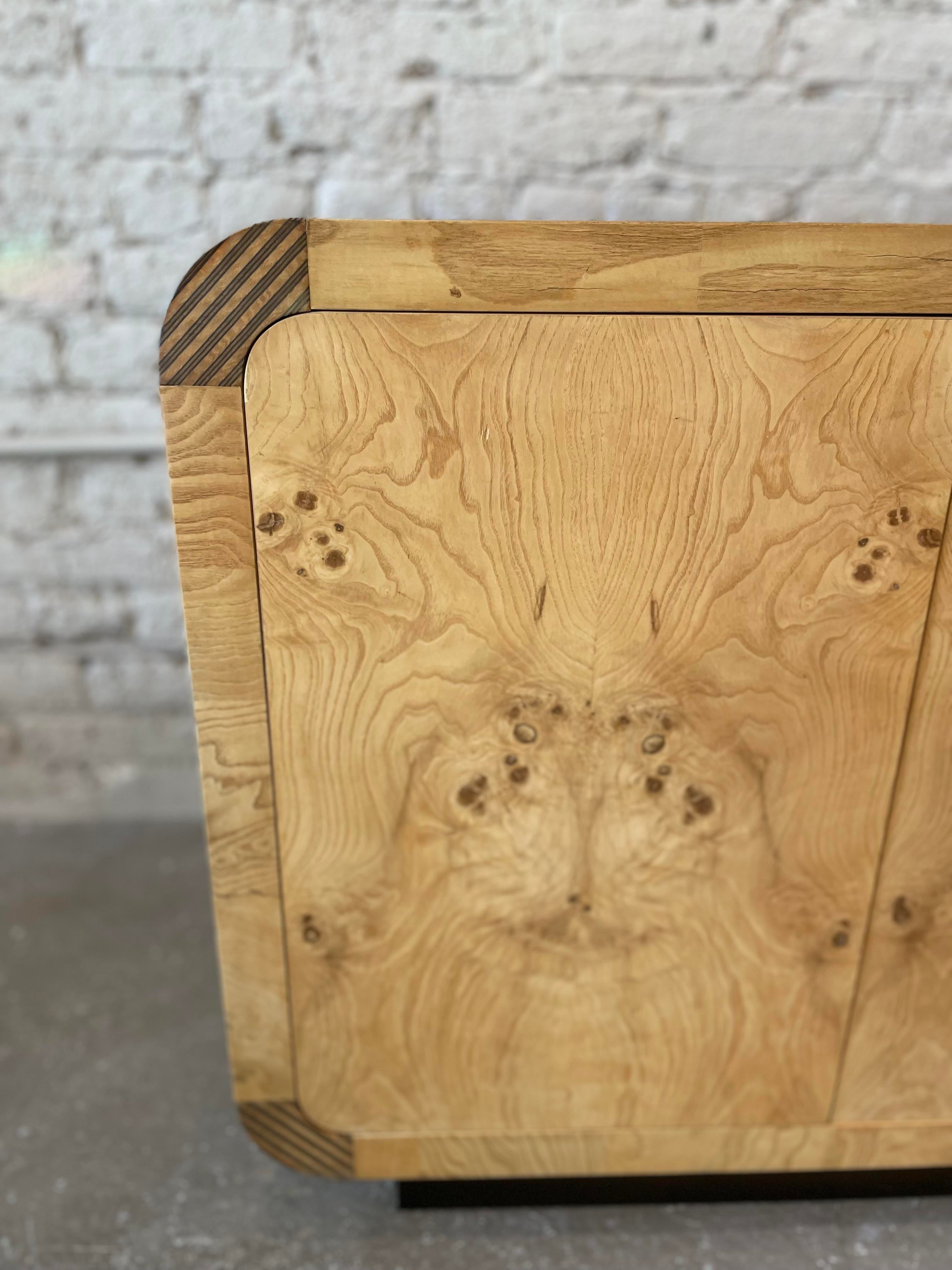 1970s Henredon Scene 2 Vintage Olive Burlwood Credenza