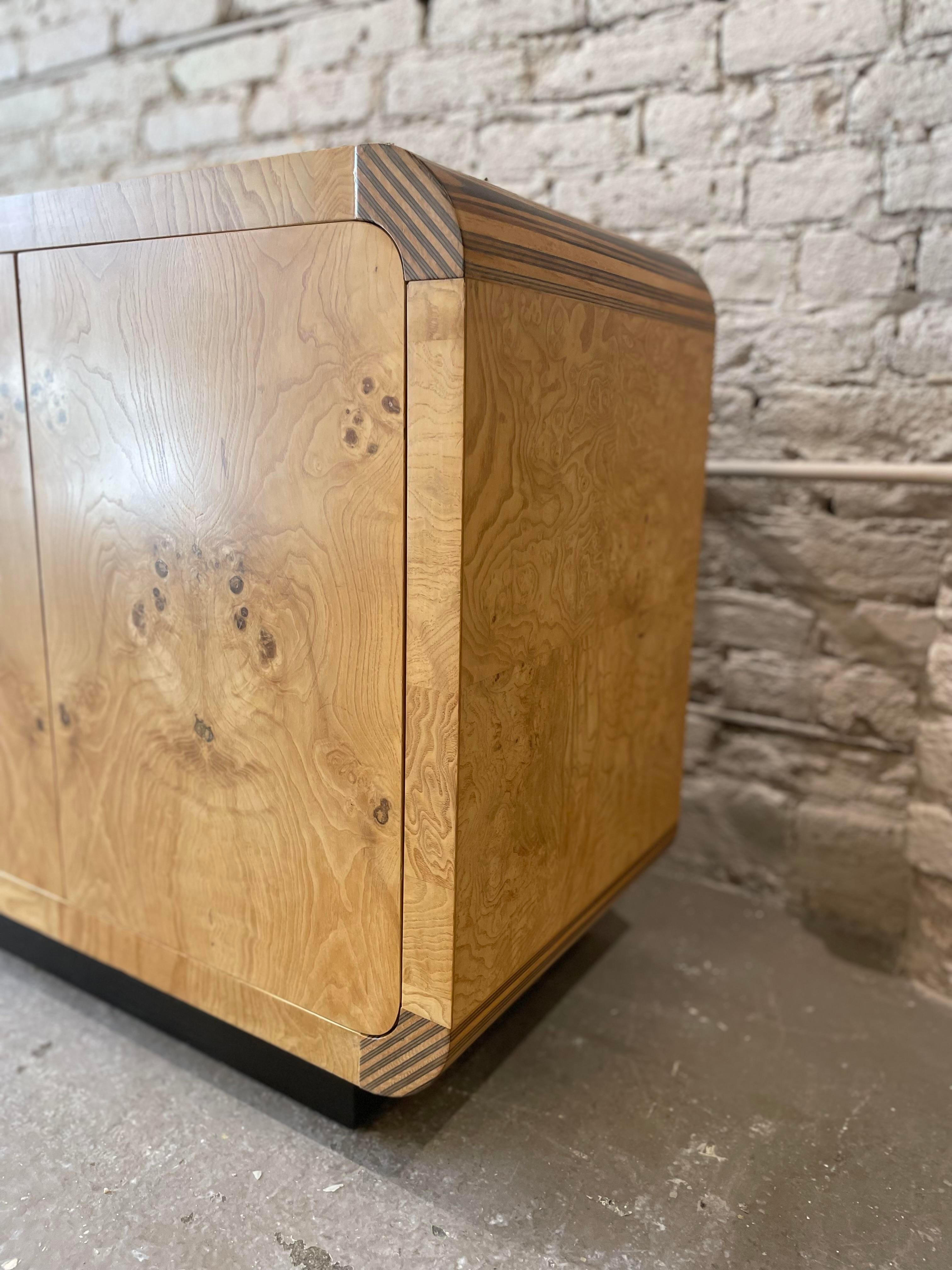 1970s Henredon Scene 2 Vintage Olive Burlwood Credenza