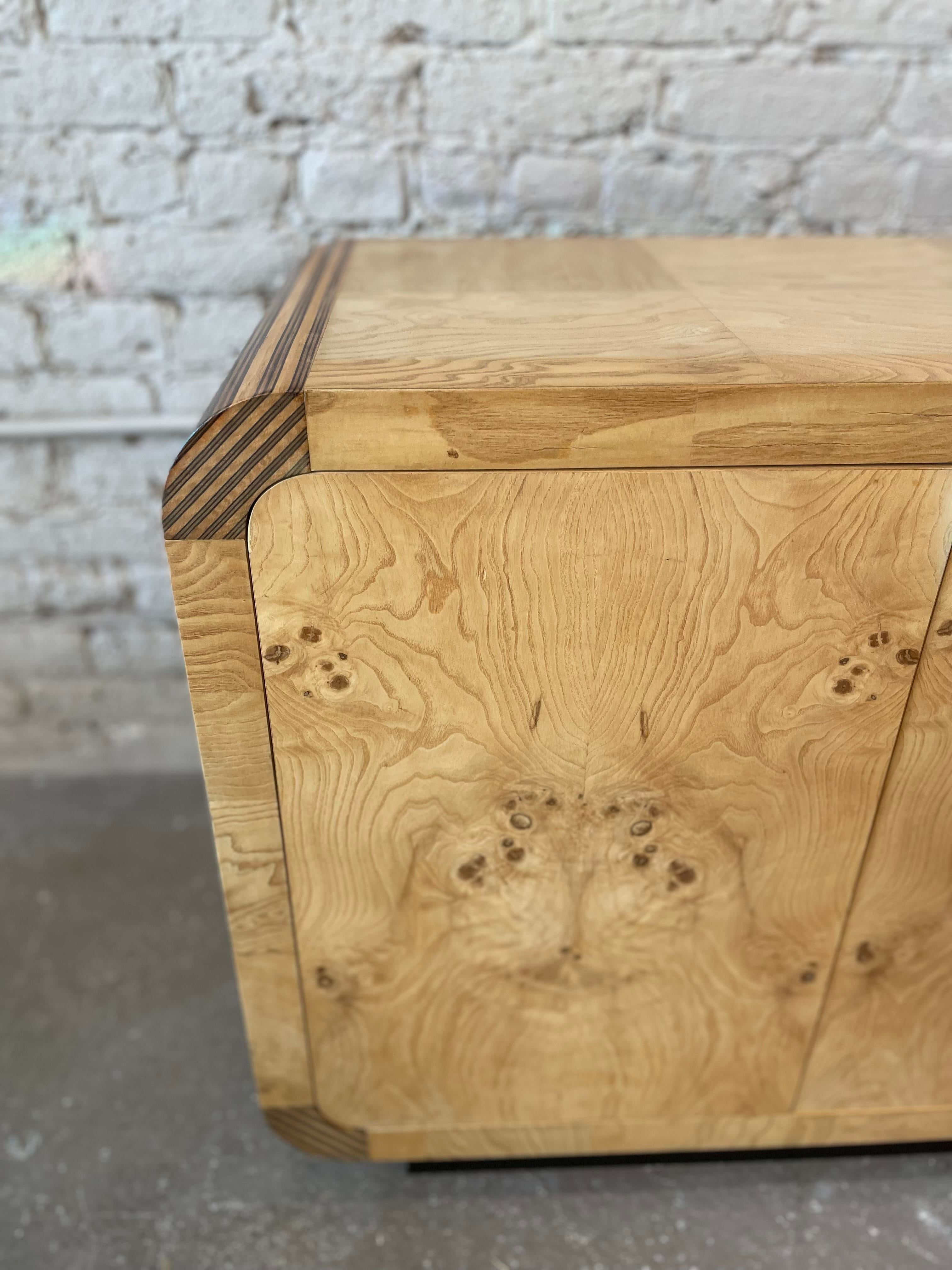 1970s Henredon Scene 2 Vintage Olive Burlwood Credenza