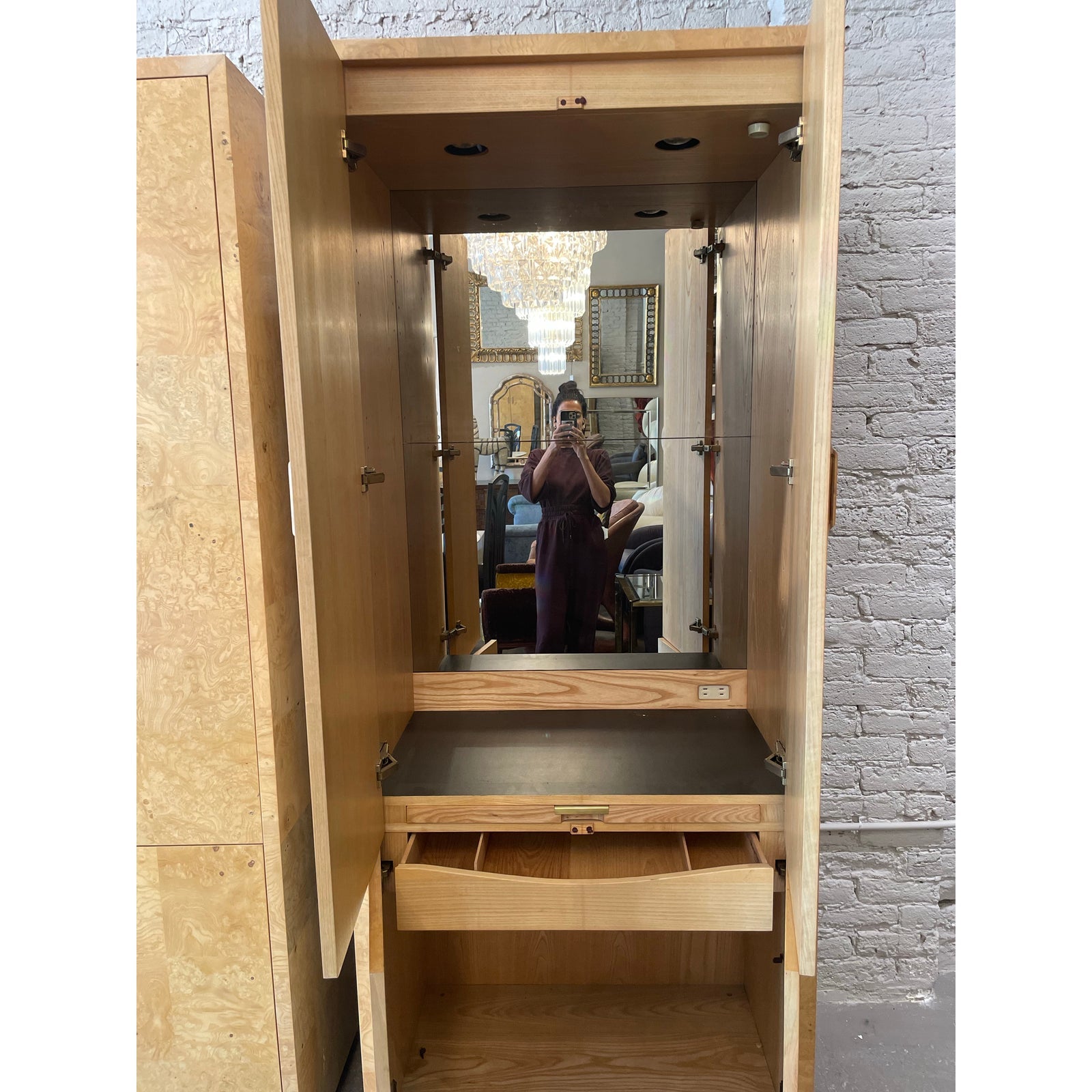 1970s Henredon Scene Vintage Burled Wood Armoire