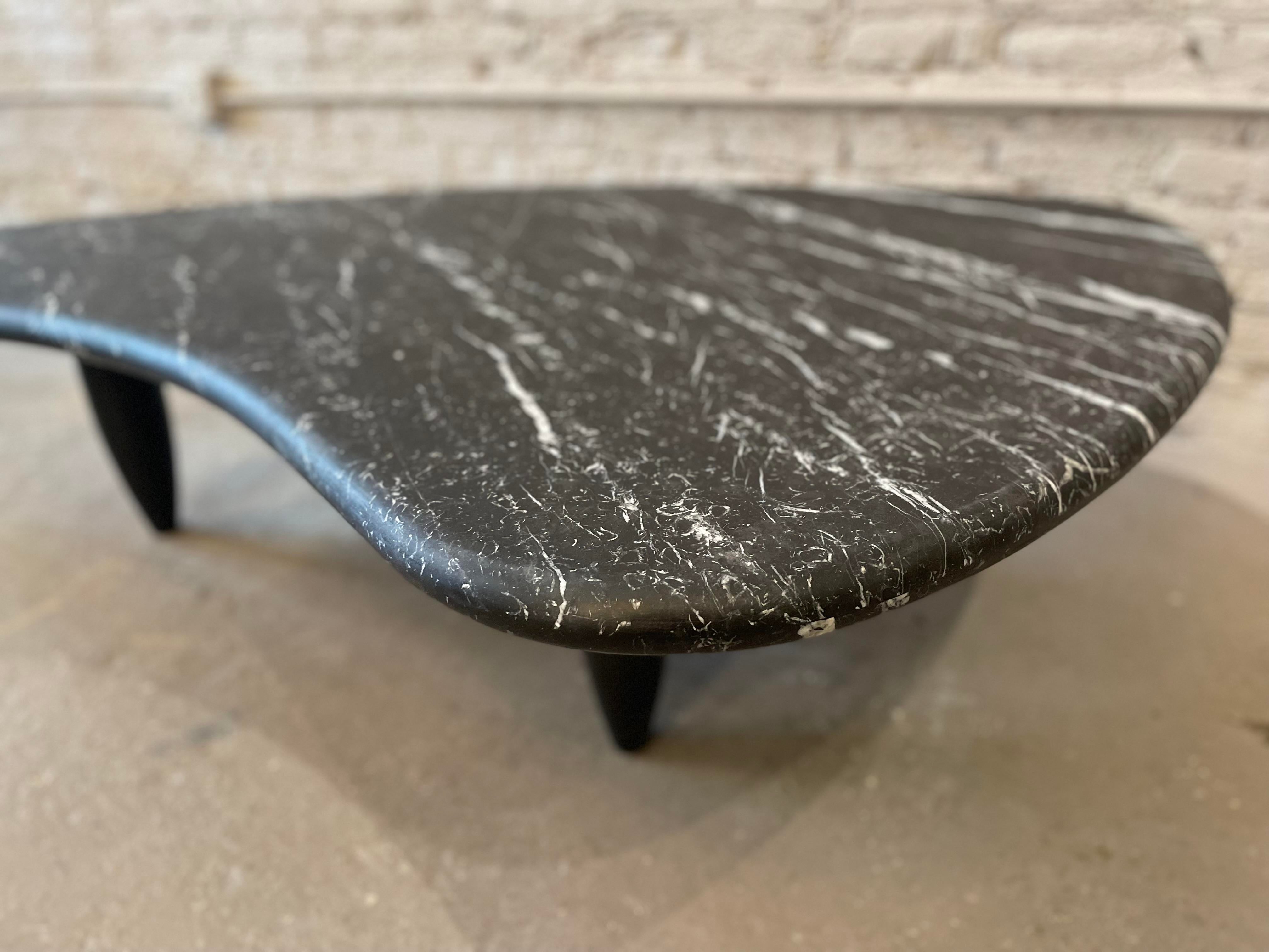 1970s Honed Nero Marquina Marble Biomorphic Coffee Table