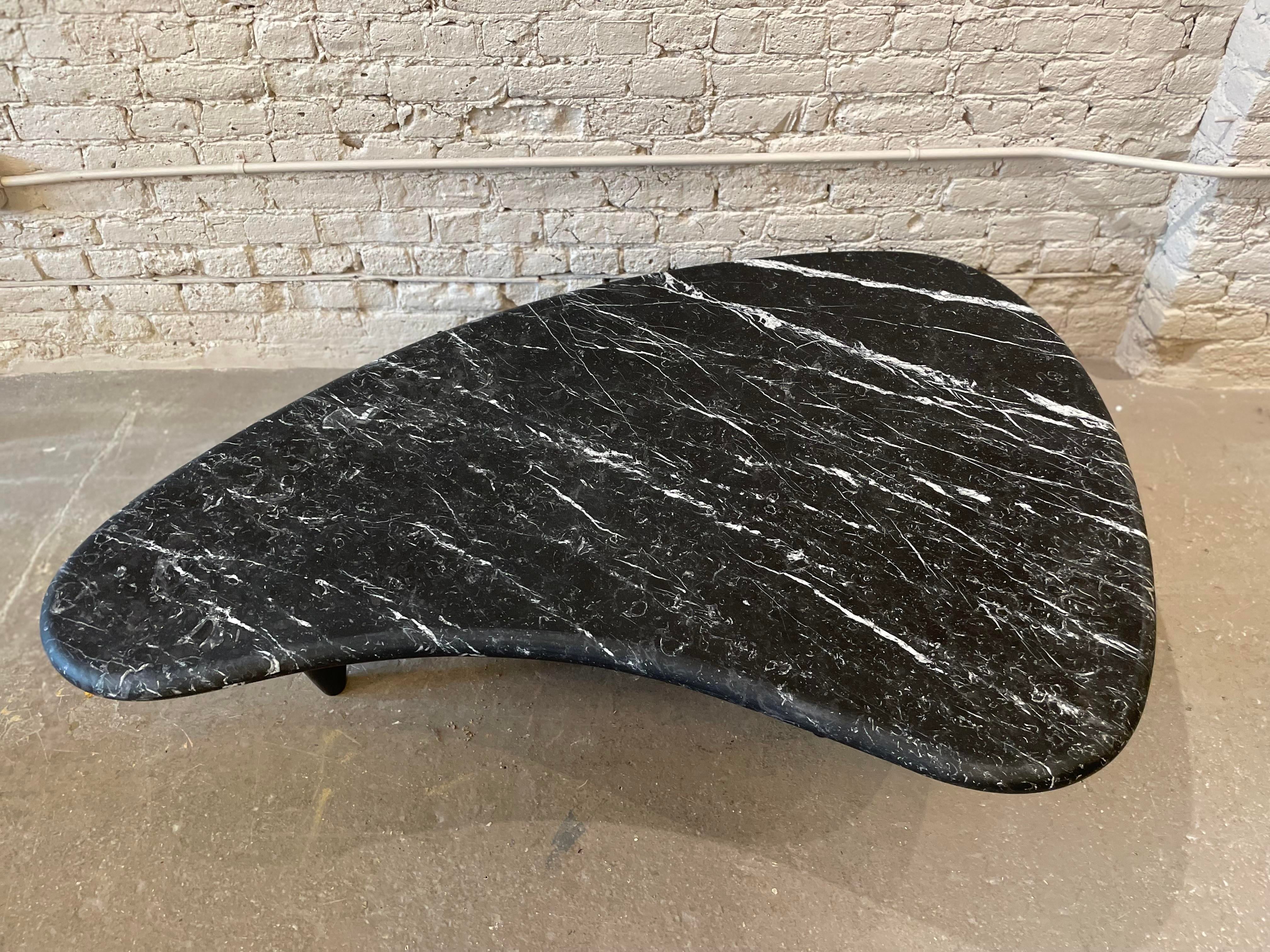 1970s Honed Nero Marquina Marble Biomorphic Coffee Table