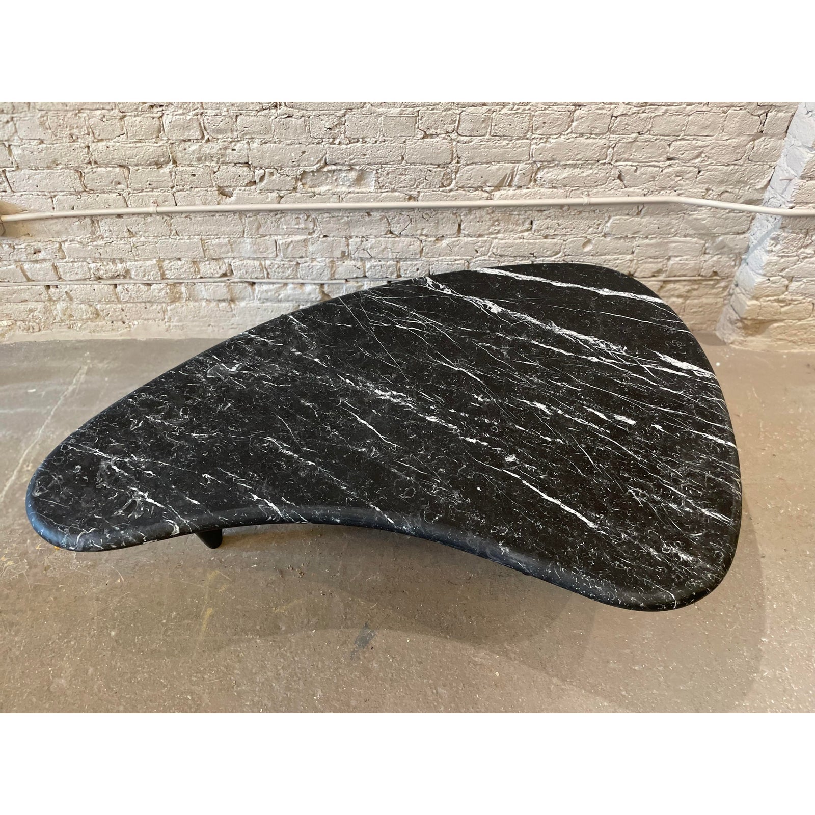 1970s Honed Nero Marquina Marble Biomorphic Coffee Table