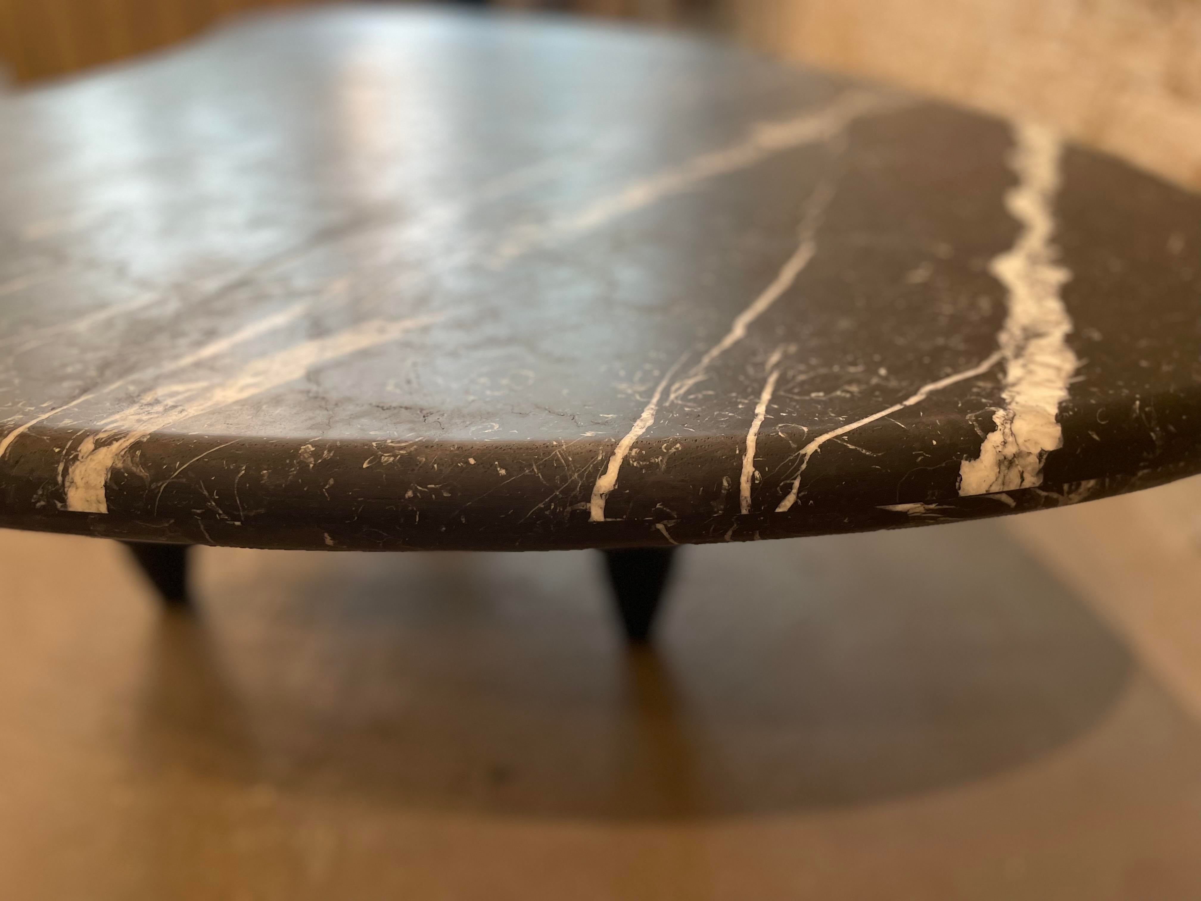 1970s Honed Nero Marquina Marble Biomorphic Coffee Table