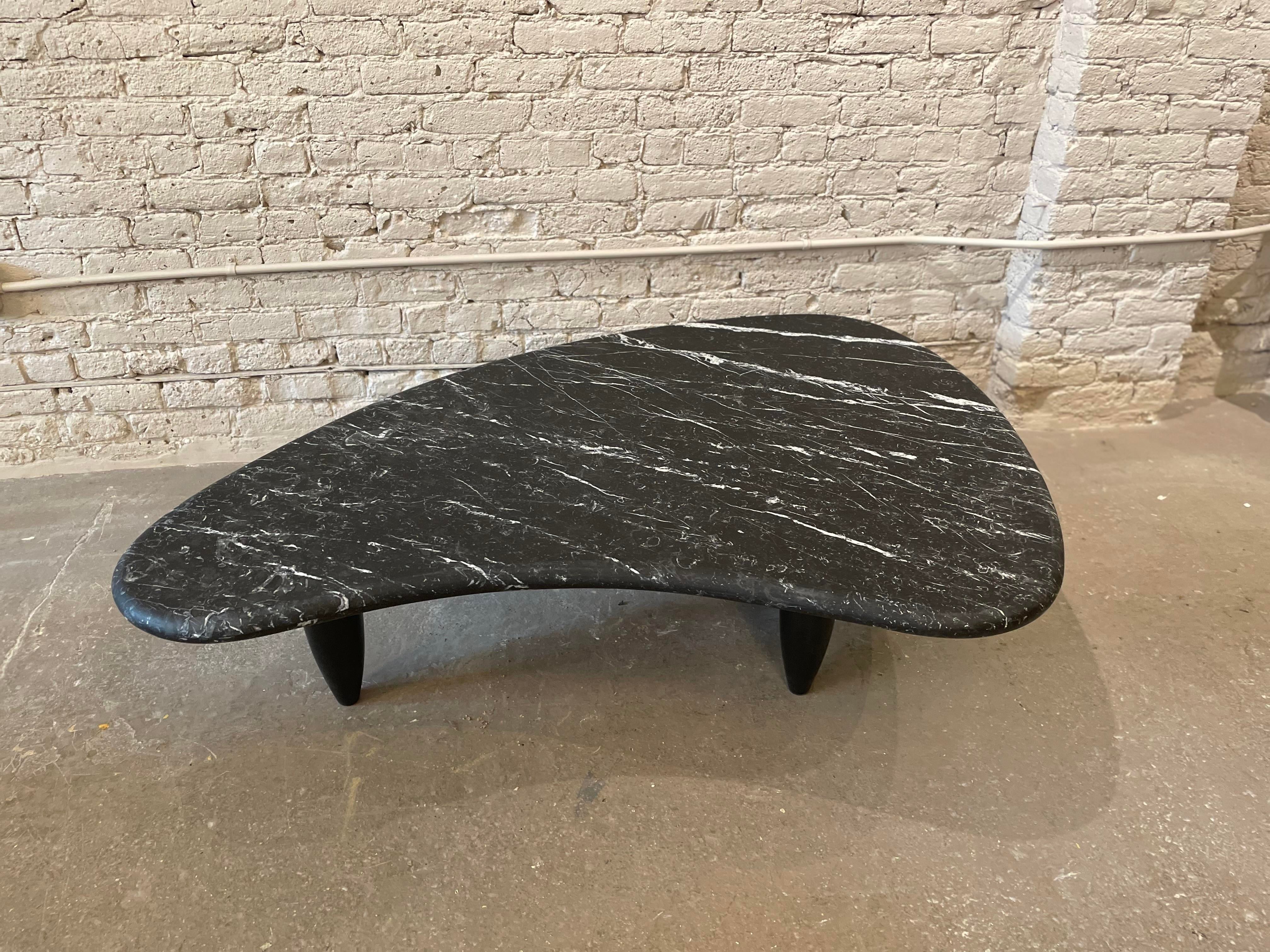 1970s Honed Nero Marquina Marble Biomorphic Coffee Table