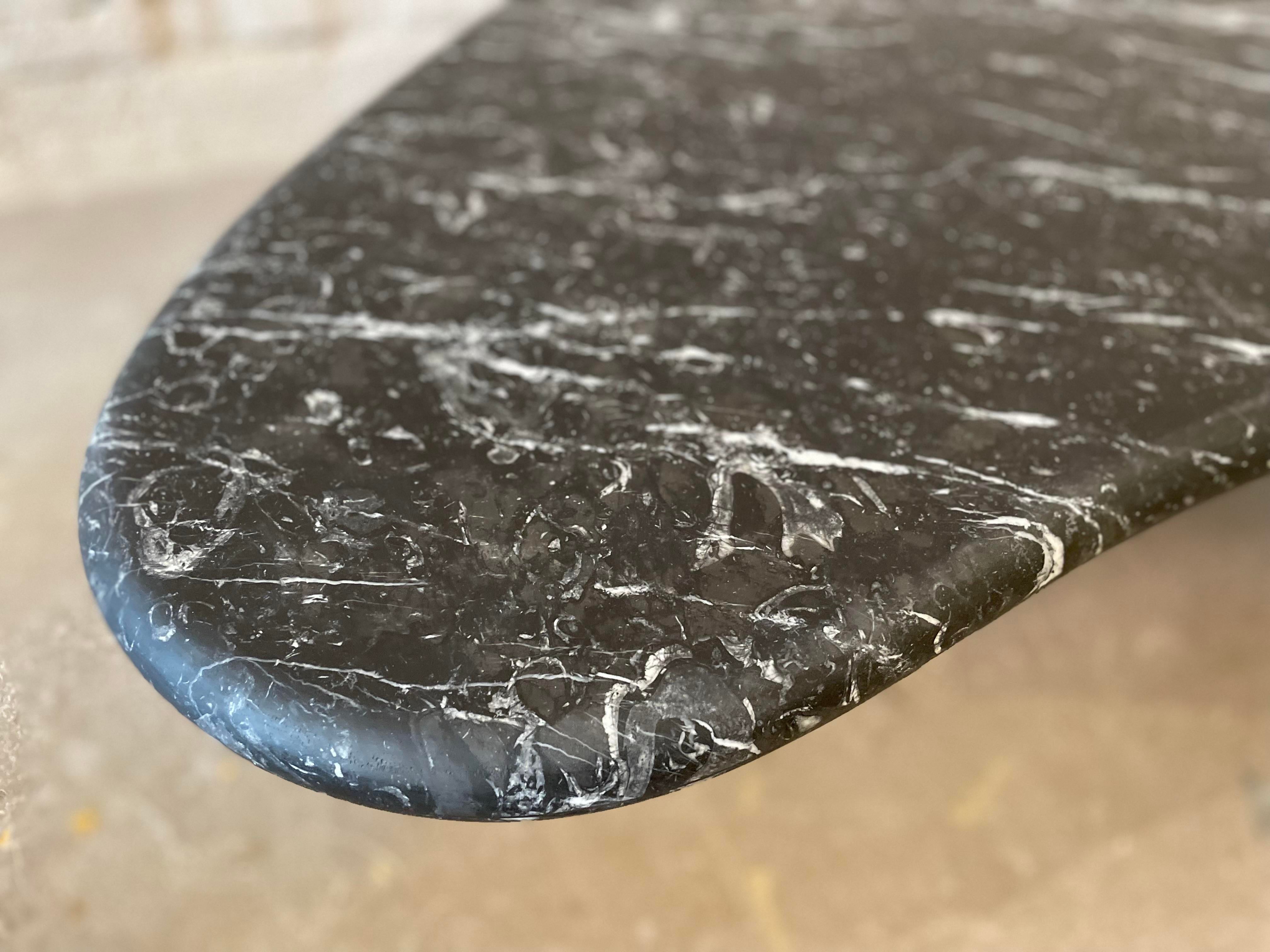 1970s Honed Nero Marquina Marble Biomorphic Coffee Table