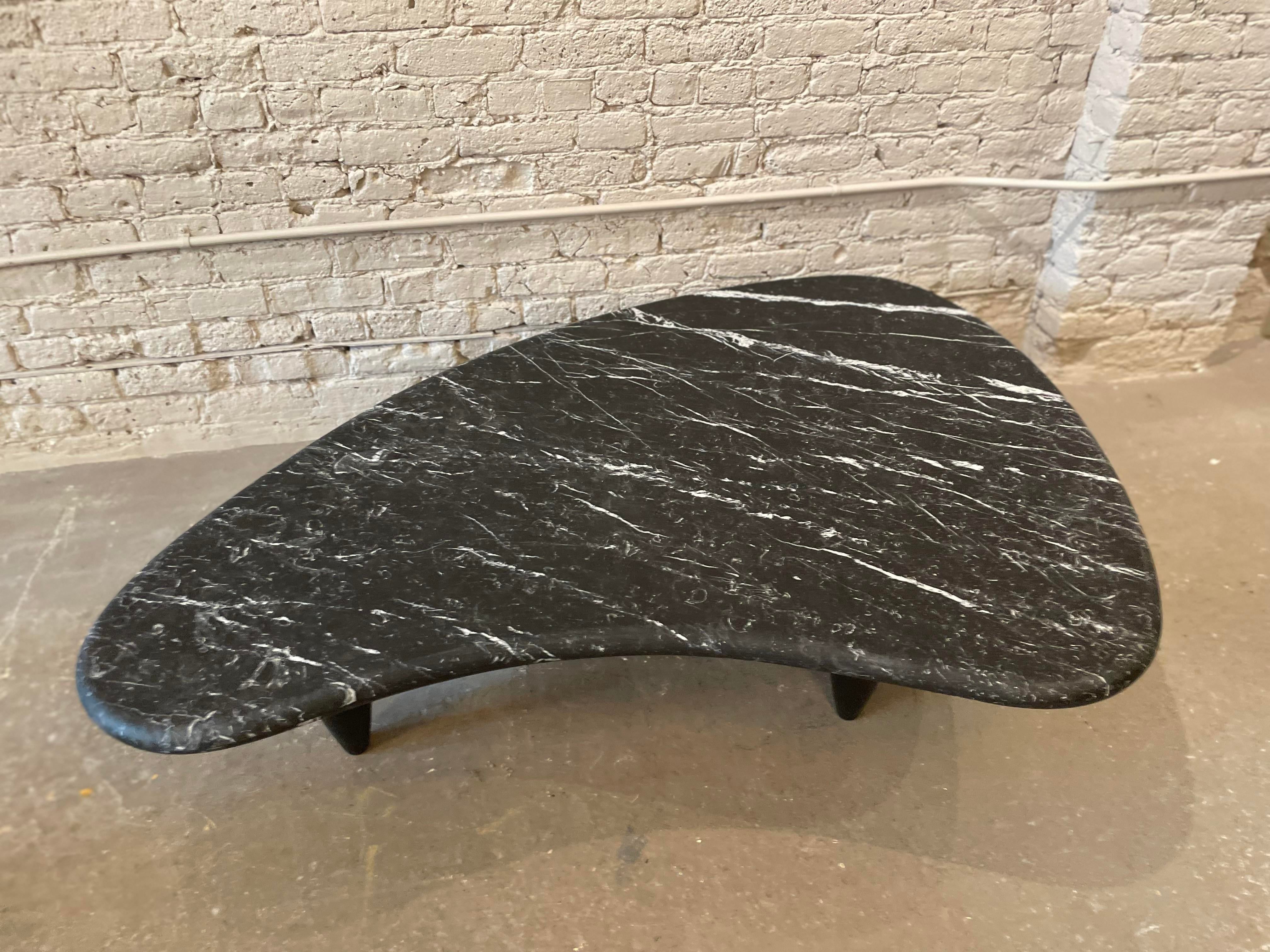 1970s Honed Nero Marquina Marble Biomorphic Coffee Table
