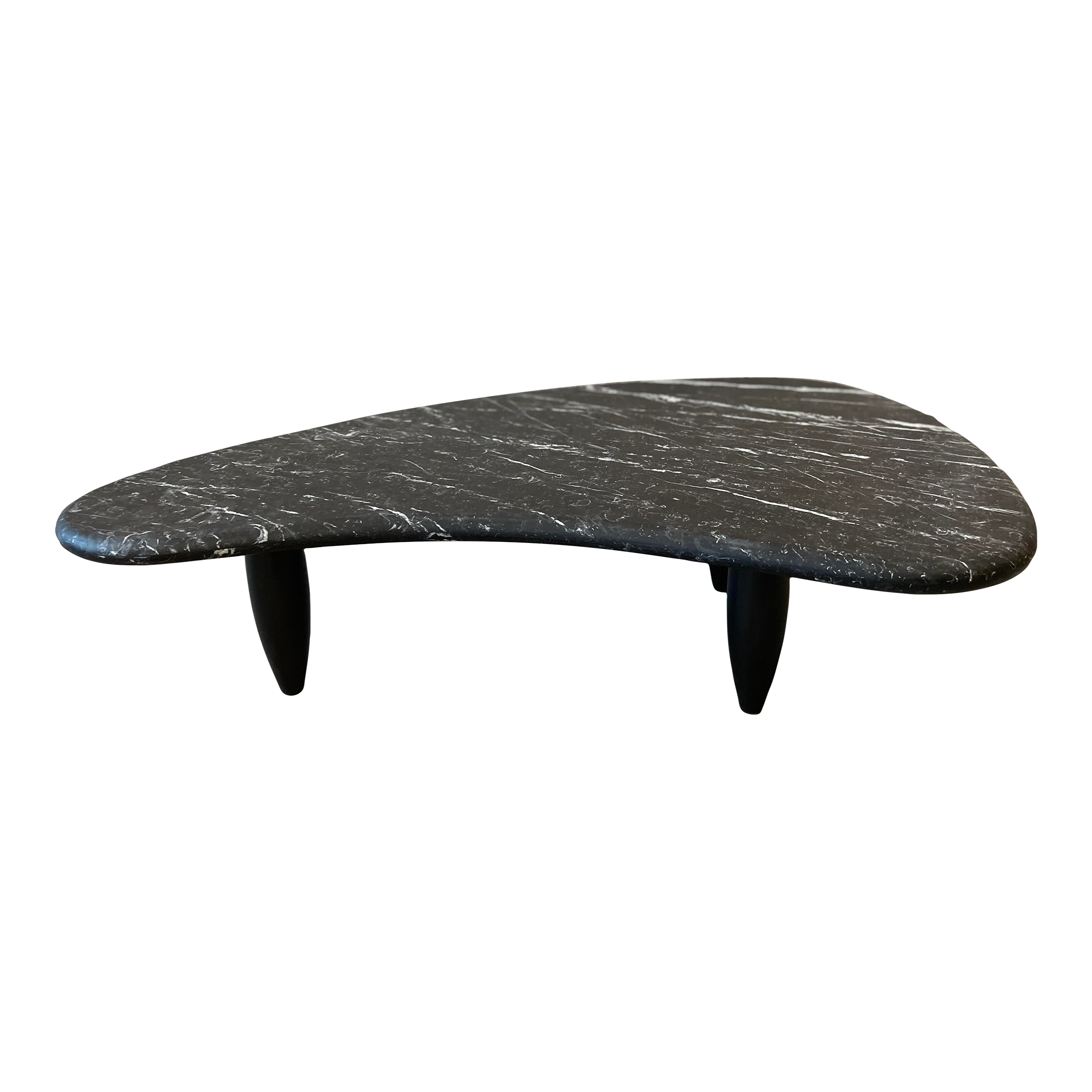 1970s Honed Nero Marquina Marble Biomorphic Coffee Table