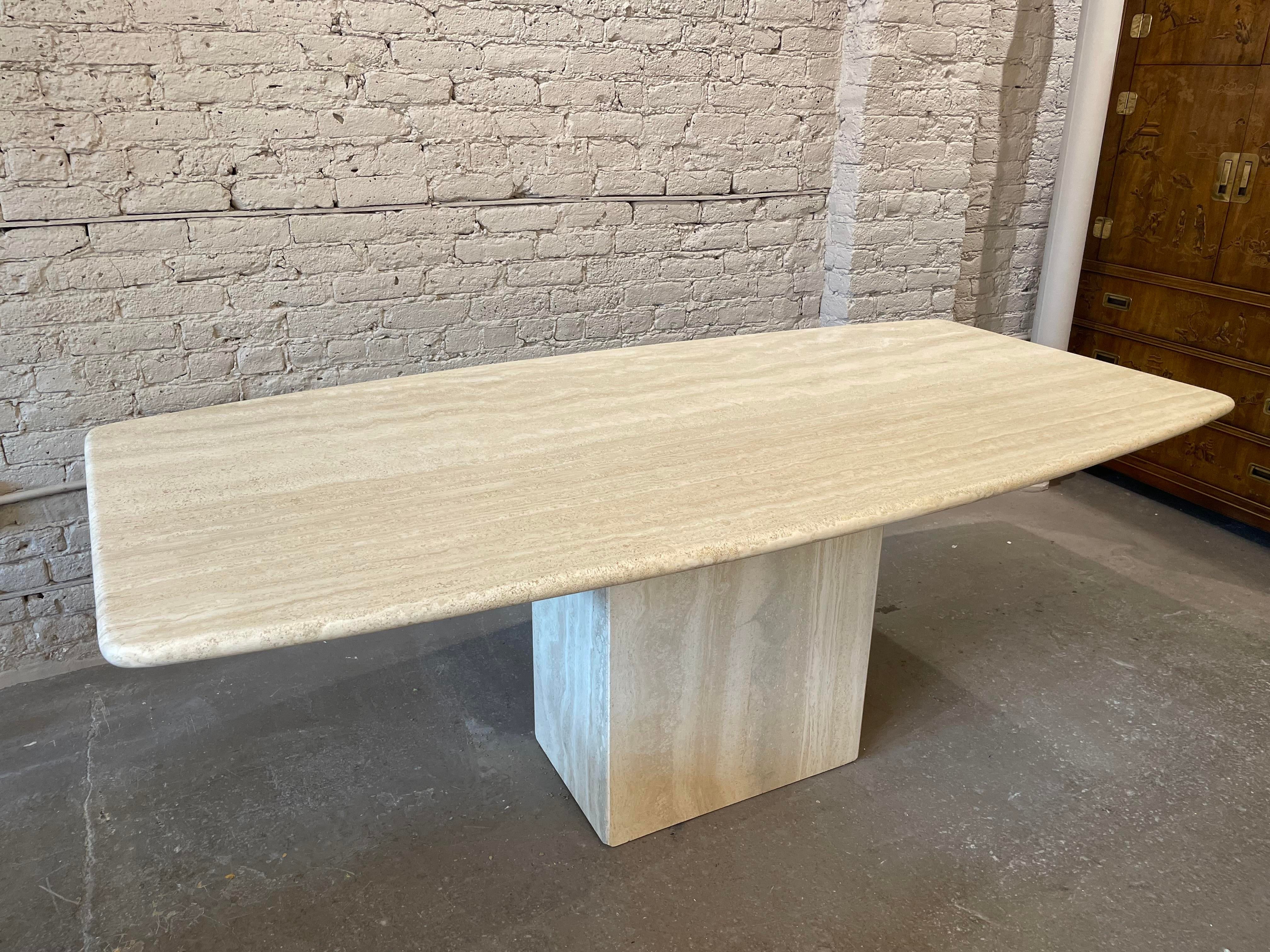 1970s Honed Travertine Vintage Dining Table