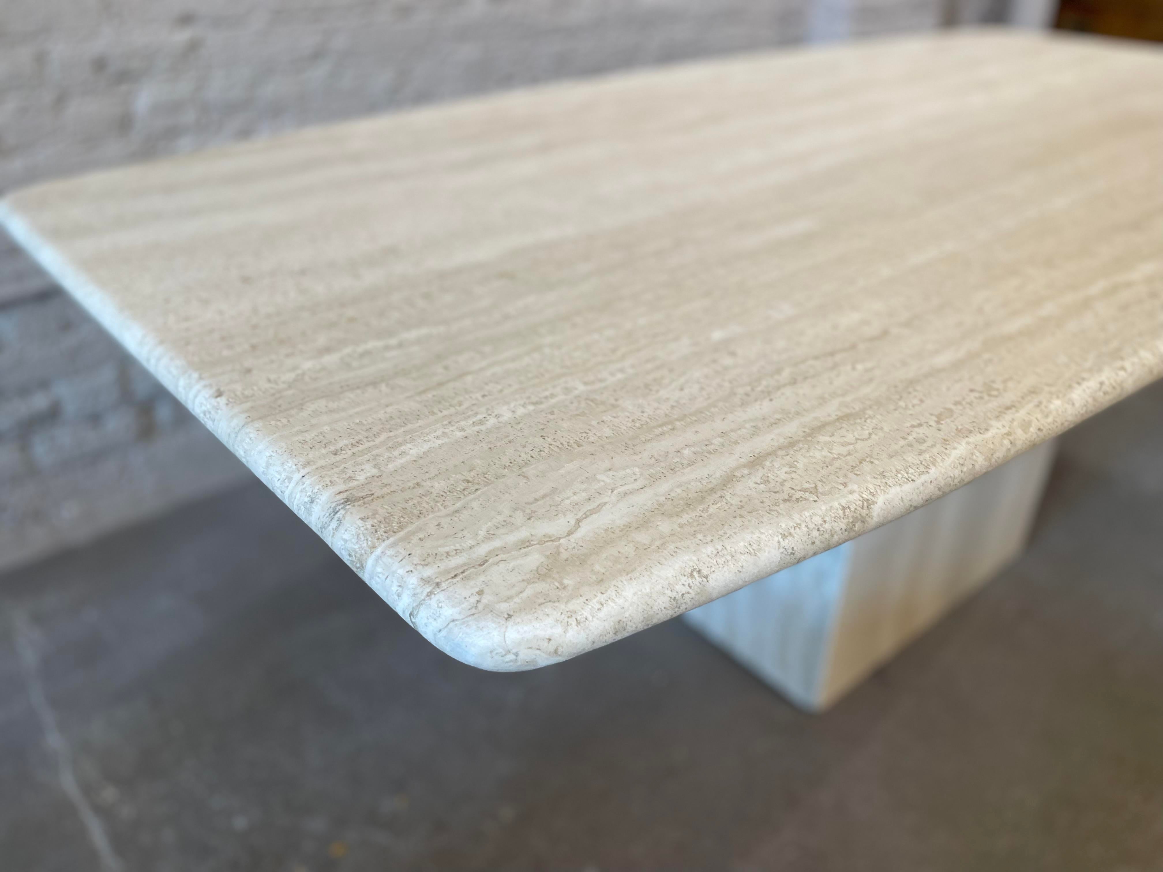 1970s Honed Travertine Vintage Dining Table